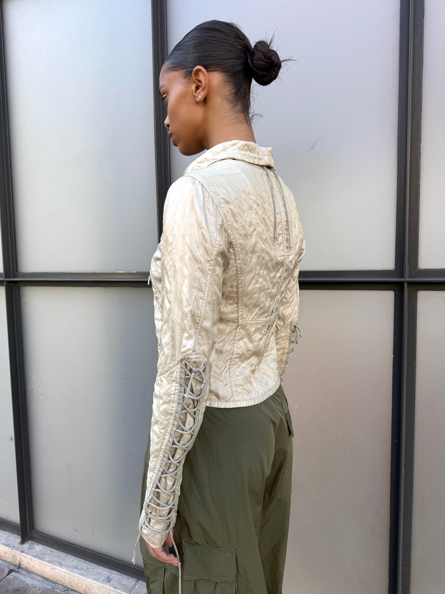 SS03’ Prada Sport Beige High Neck Lace Jacket