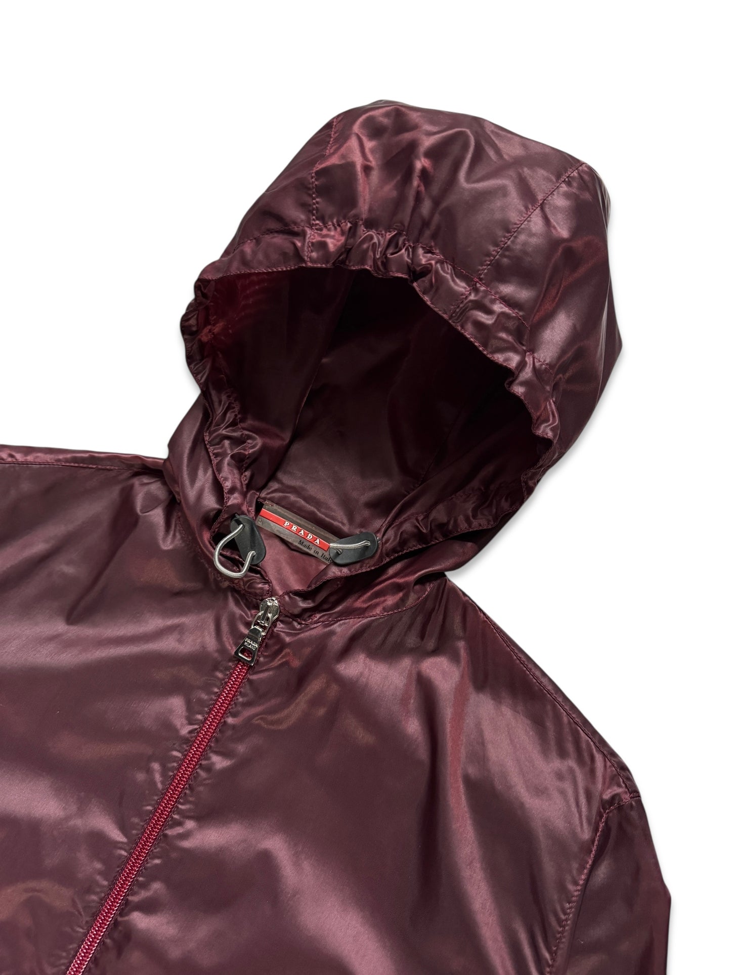 SS00’ Prada Sport 3M Burgundy Hooded Nylon Jacket