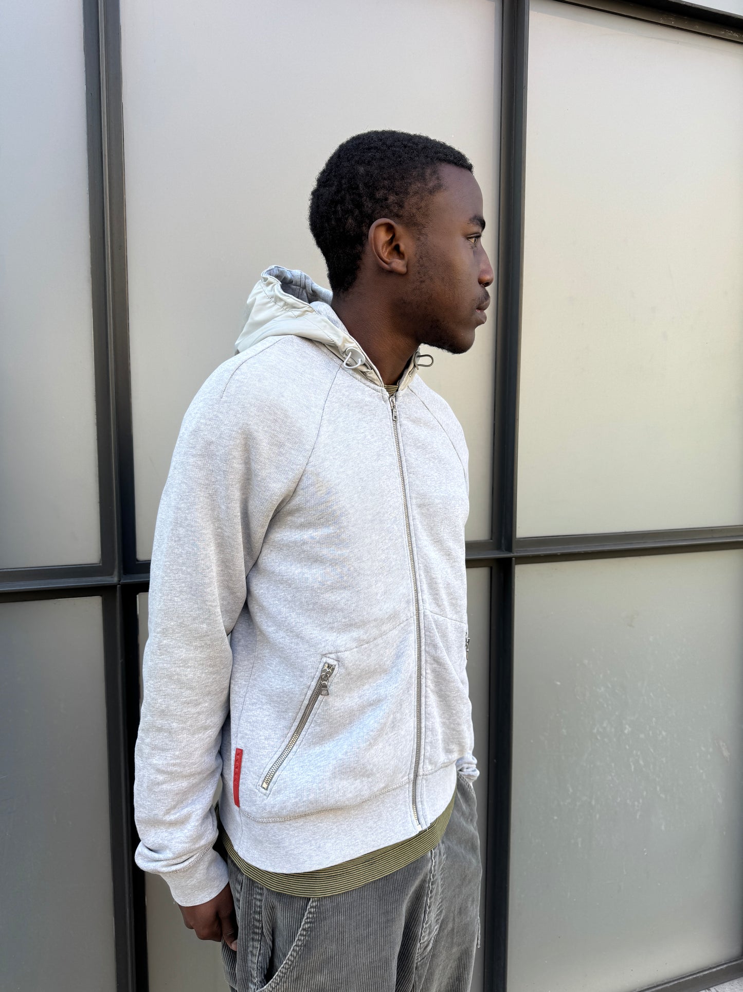 Early 2000’s Prada Sport Grey Melange Cotton/Nylon Zipped Hoodie