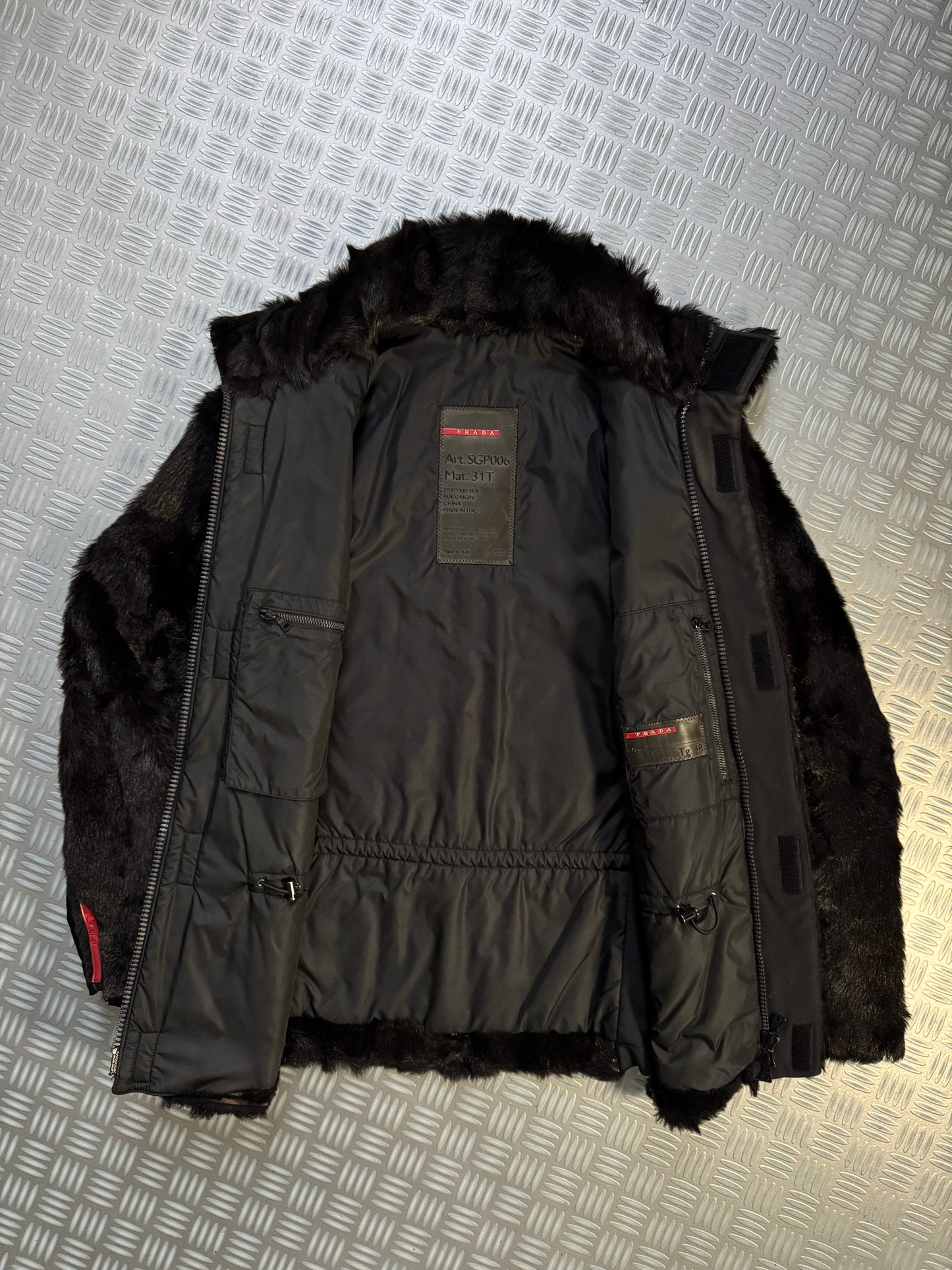 FW99’ Prada Sport Jet Black Dyed Fur Jacket