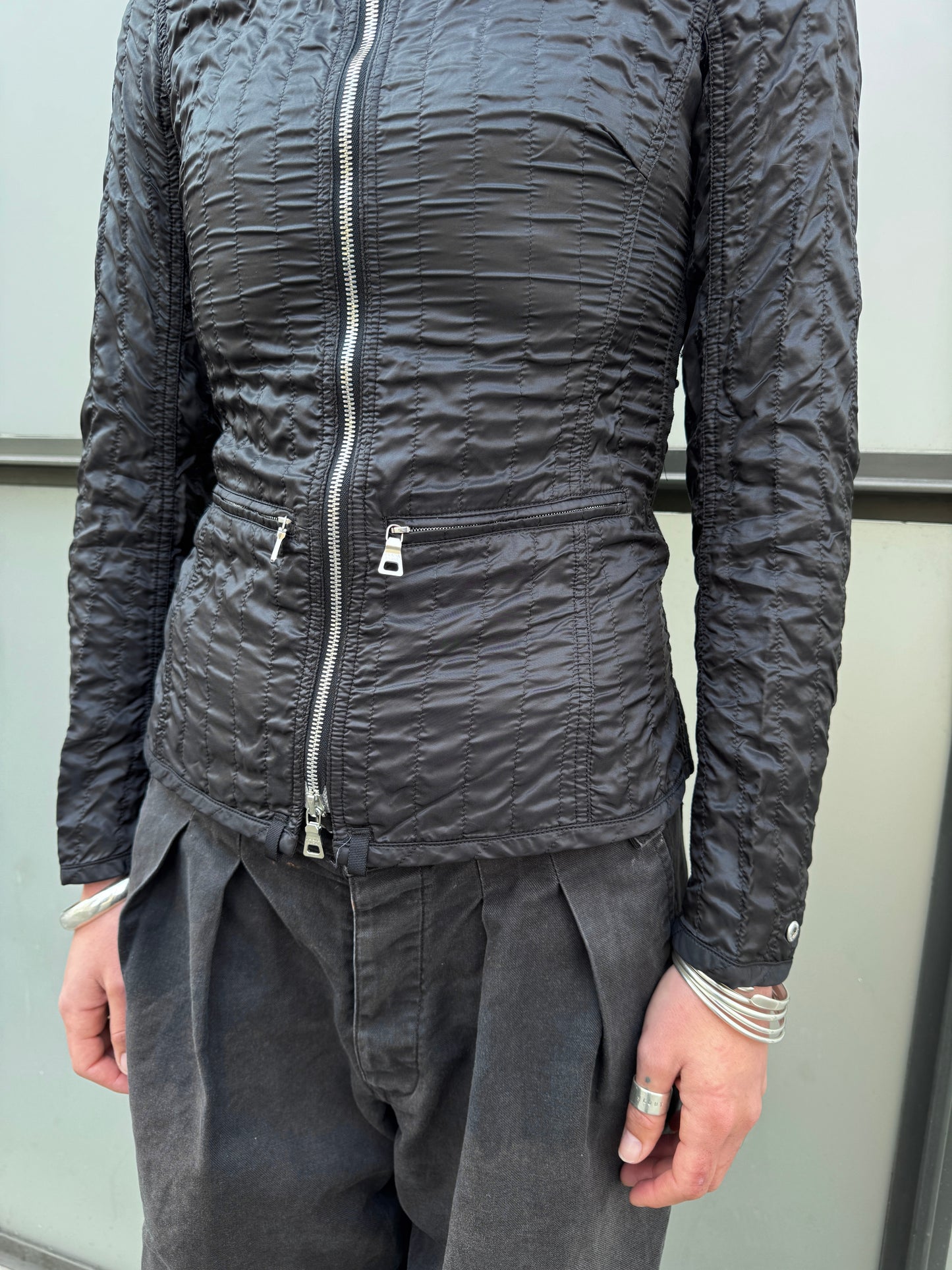 SS00’ Prada Sport Jet Black Lace Womens Jacket