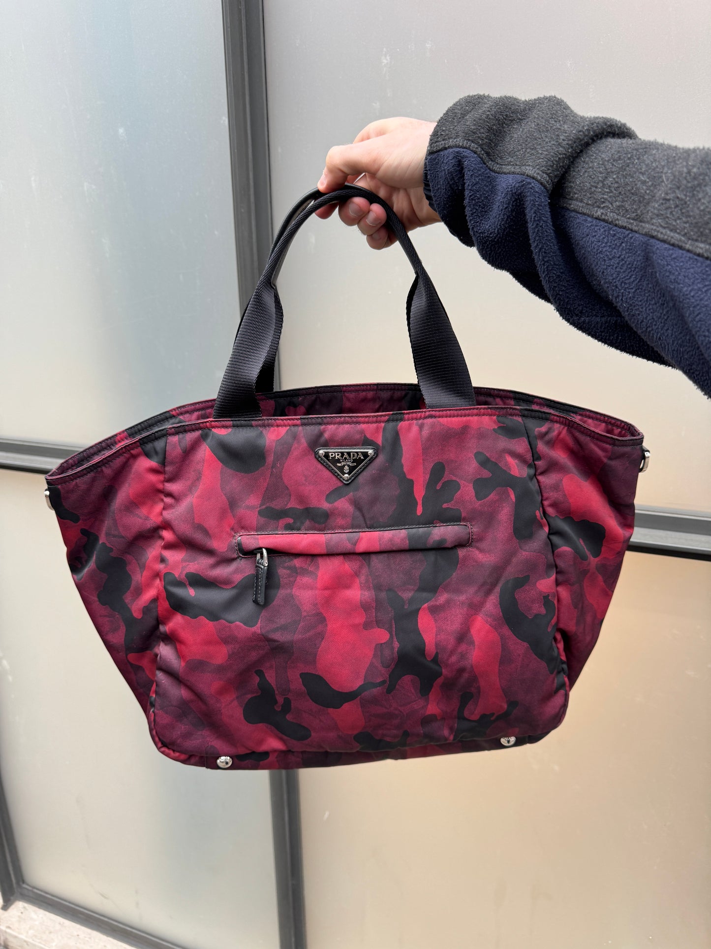 Prada Milano Nylon Red Camo Bag