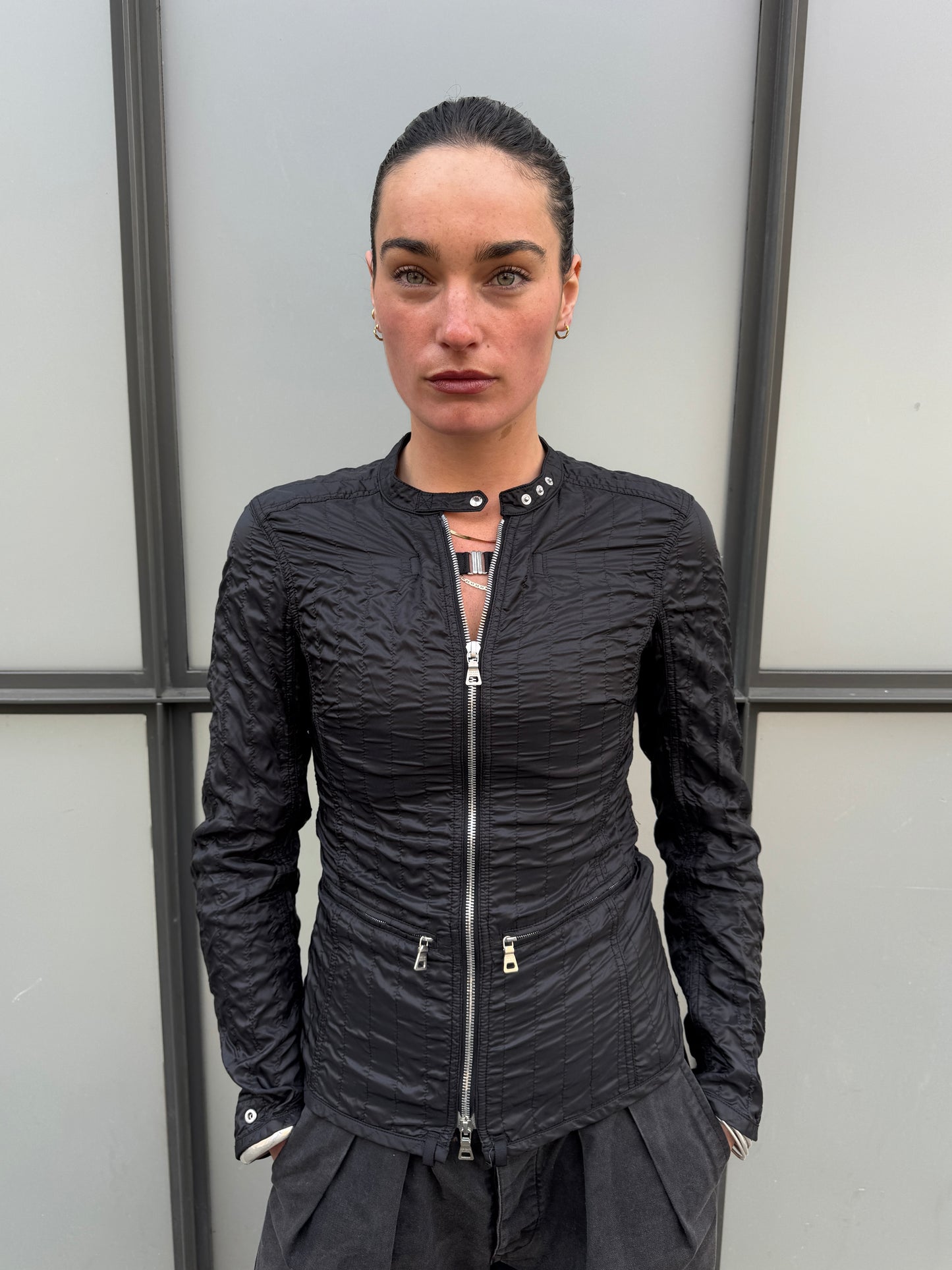 SS00’ Prada Sport Jet Black Lace Womens Jacket