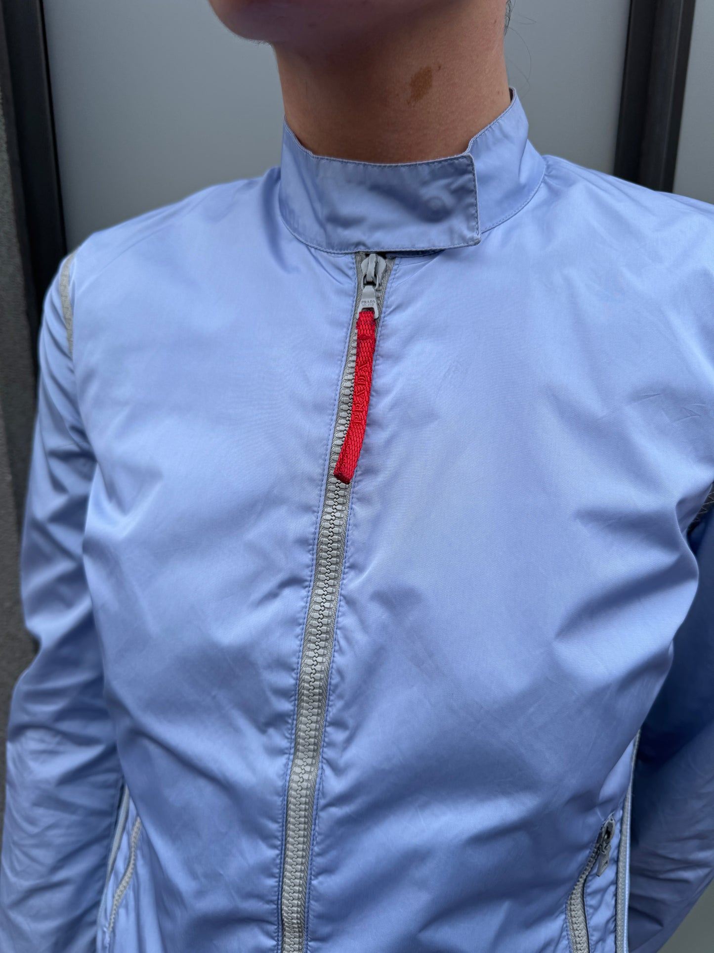 SS00’ Prada Sport Semi Transparent Back Baby Blue Jacket