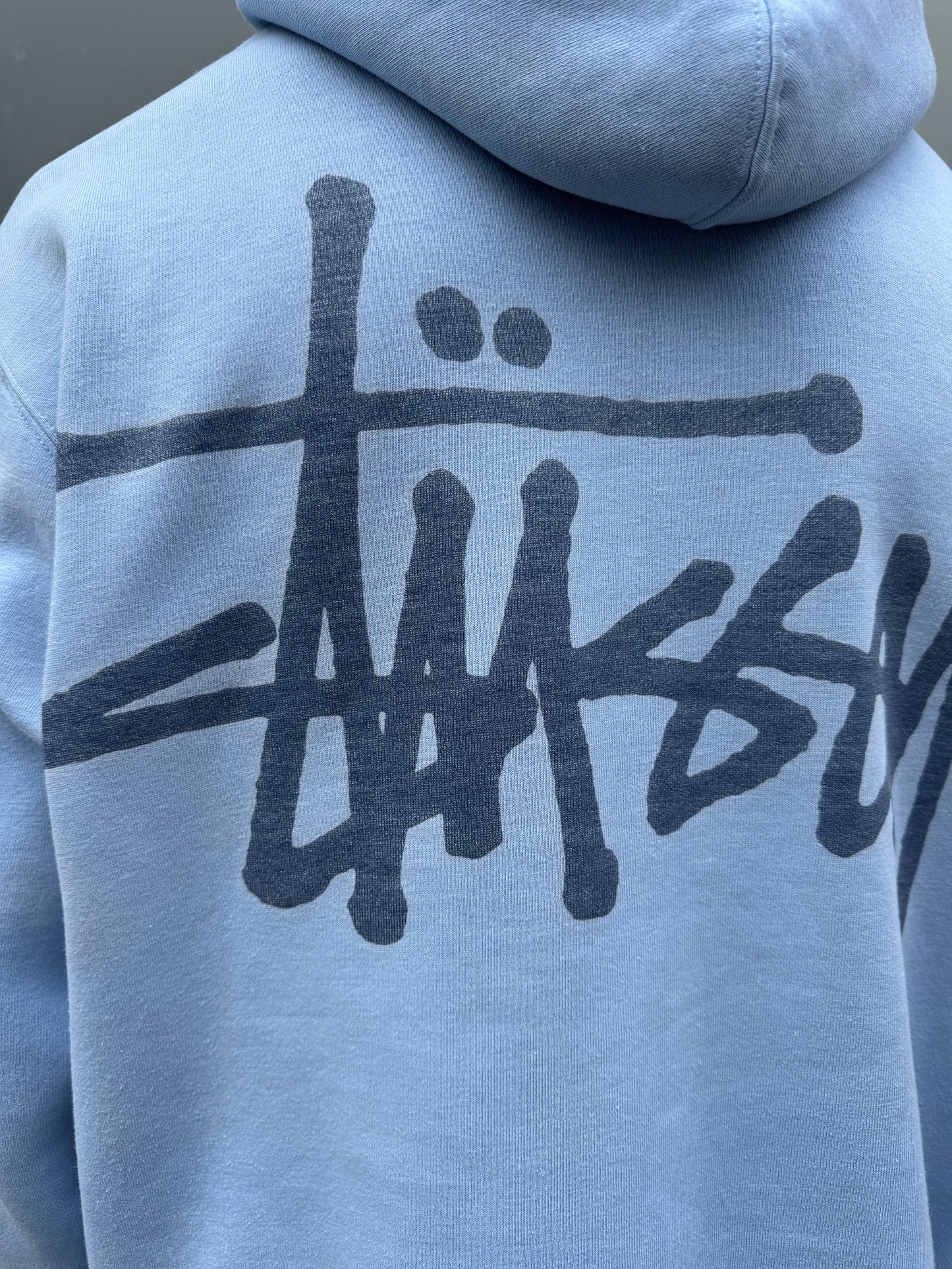 Early 2000's Stüssy Spellout Baby Blue Hoodie