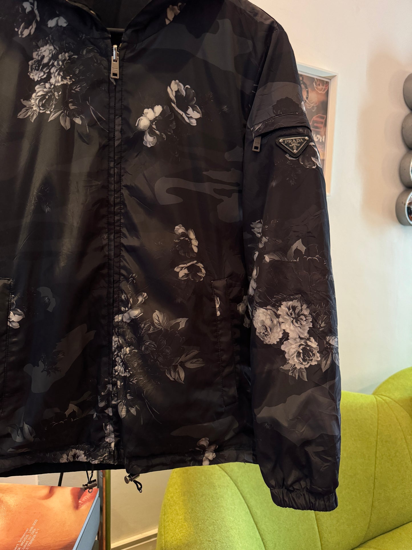 Prada Mainline Reversible Camo/Flowers Print Nylon Jacket