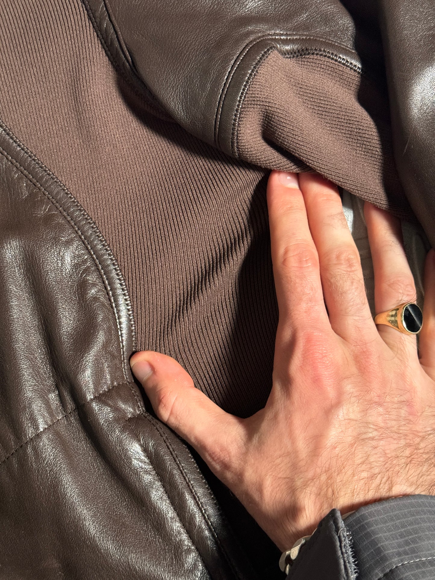 SS00’ Prada Sport Brown Leather Biker Jacket - Medium / Large