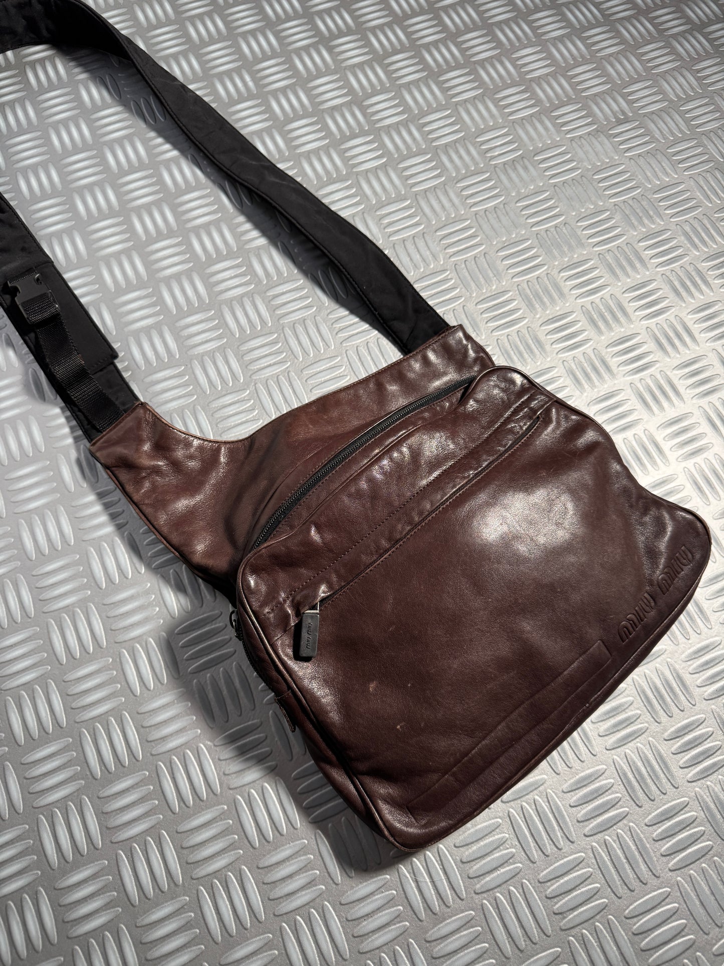Early 2000's Miu Miu Brown Leather Cross Body Side Bag
