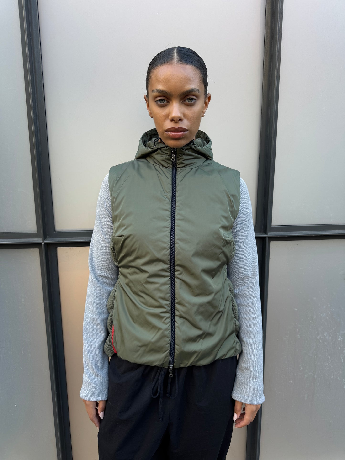 AW99’ Prada Sport Khaki Nylon/Knit Hooded Vest