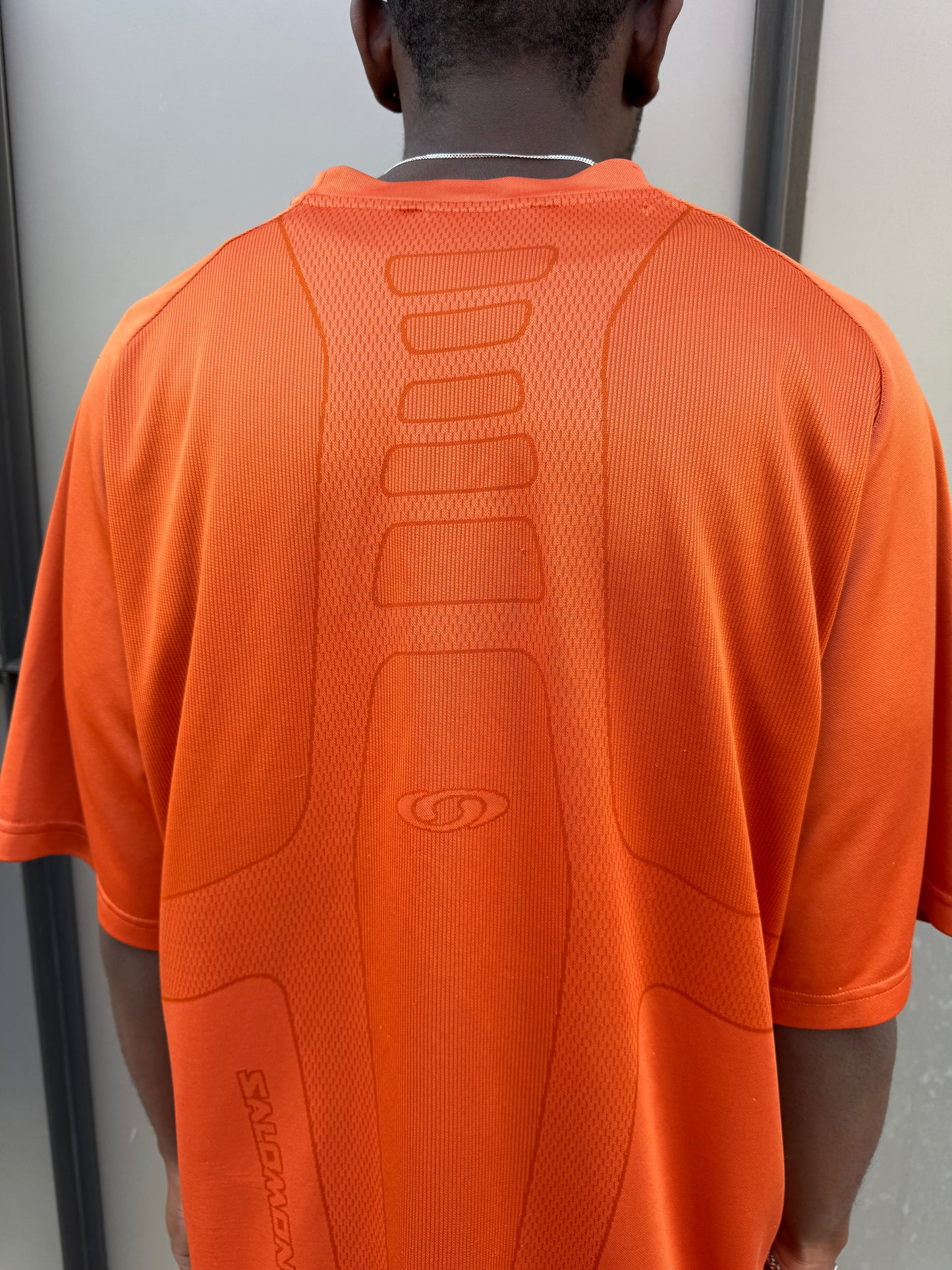 Early 2000's Salomon Bright Orange Futuristic Graphic Tee