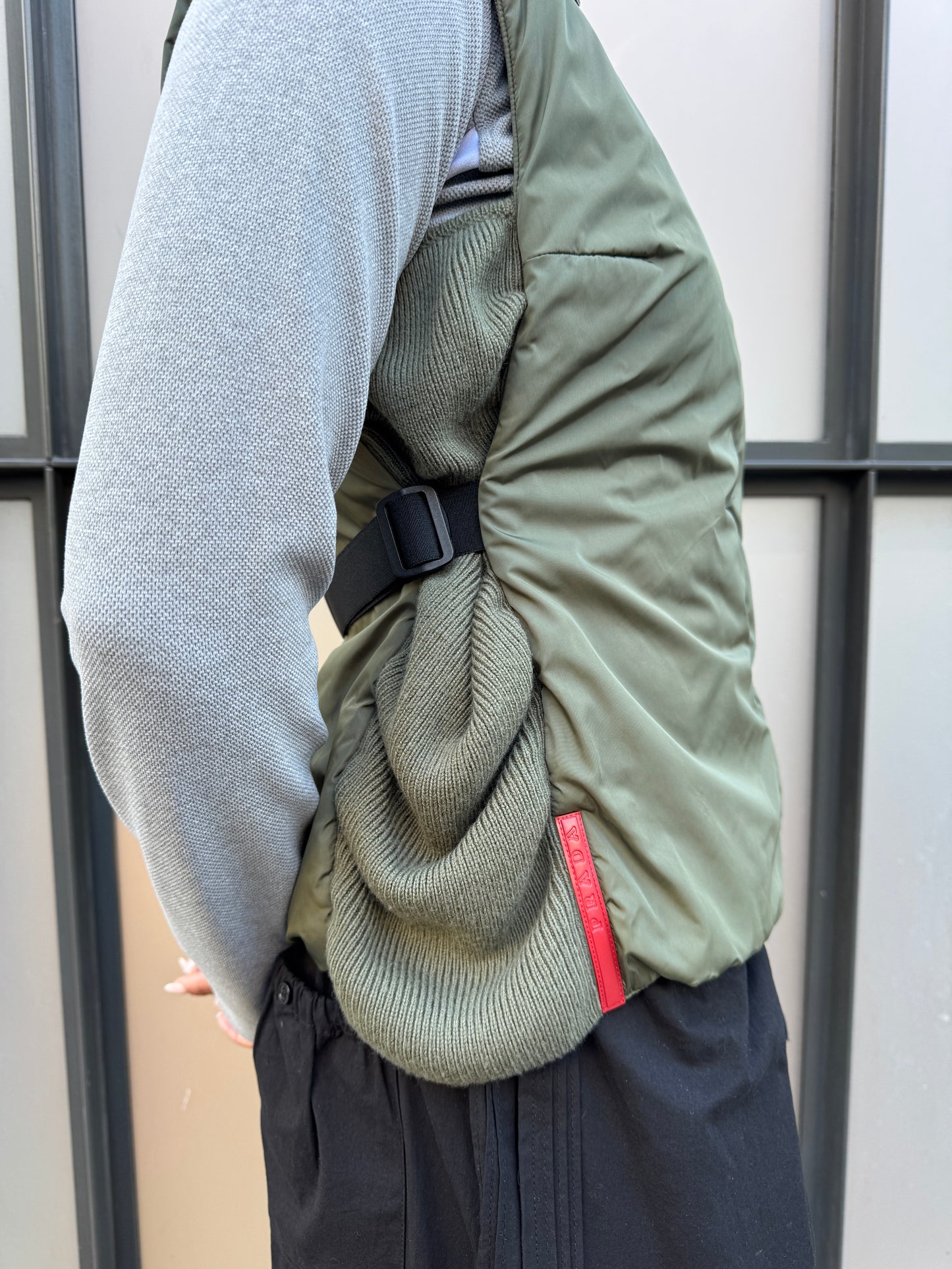 AW99’ Prada Sport Khaki Nylon/Knit Hooded Vest