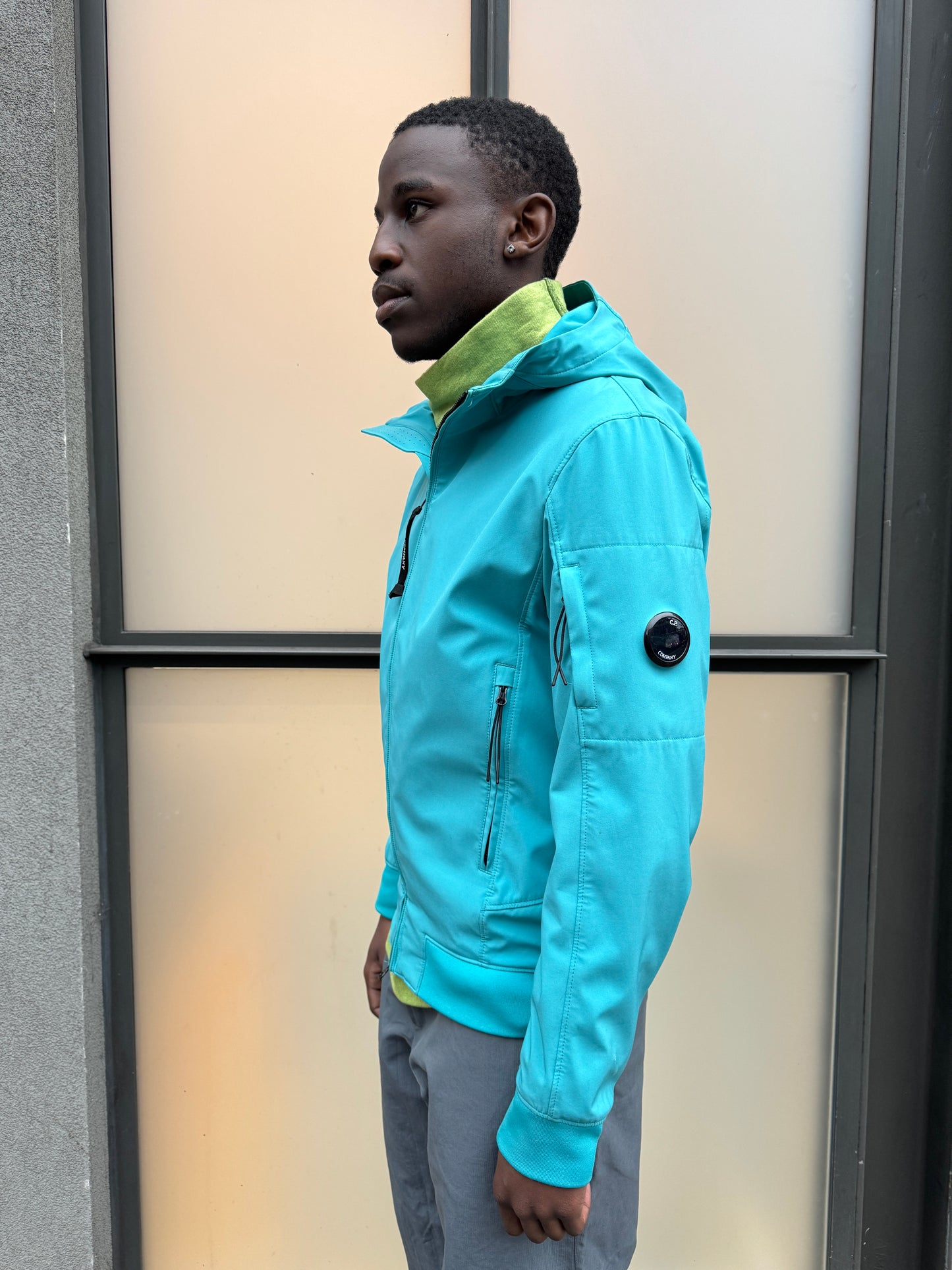 CP Company Marina Blue Soft Shell Goggle Jacket