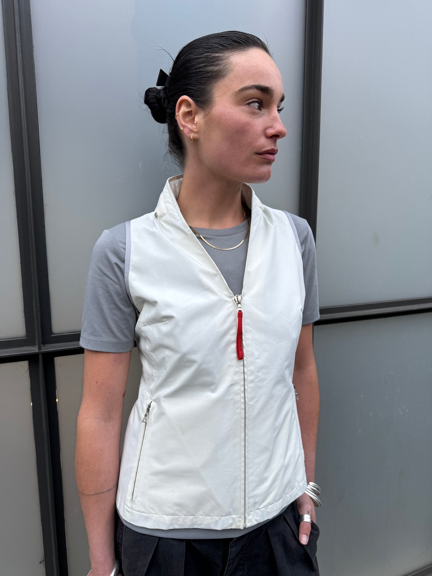 SS00’ Prada Sport Ventilated Packable Hood White Vest