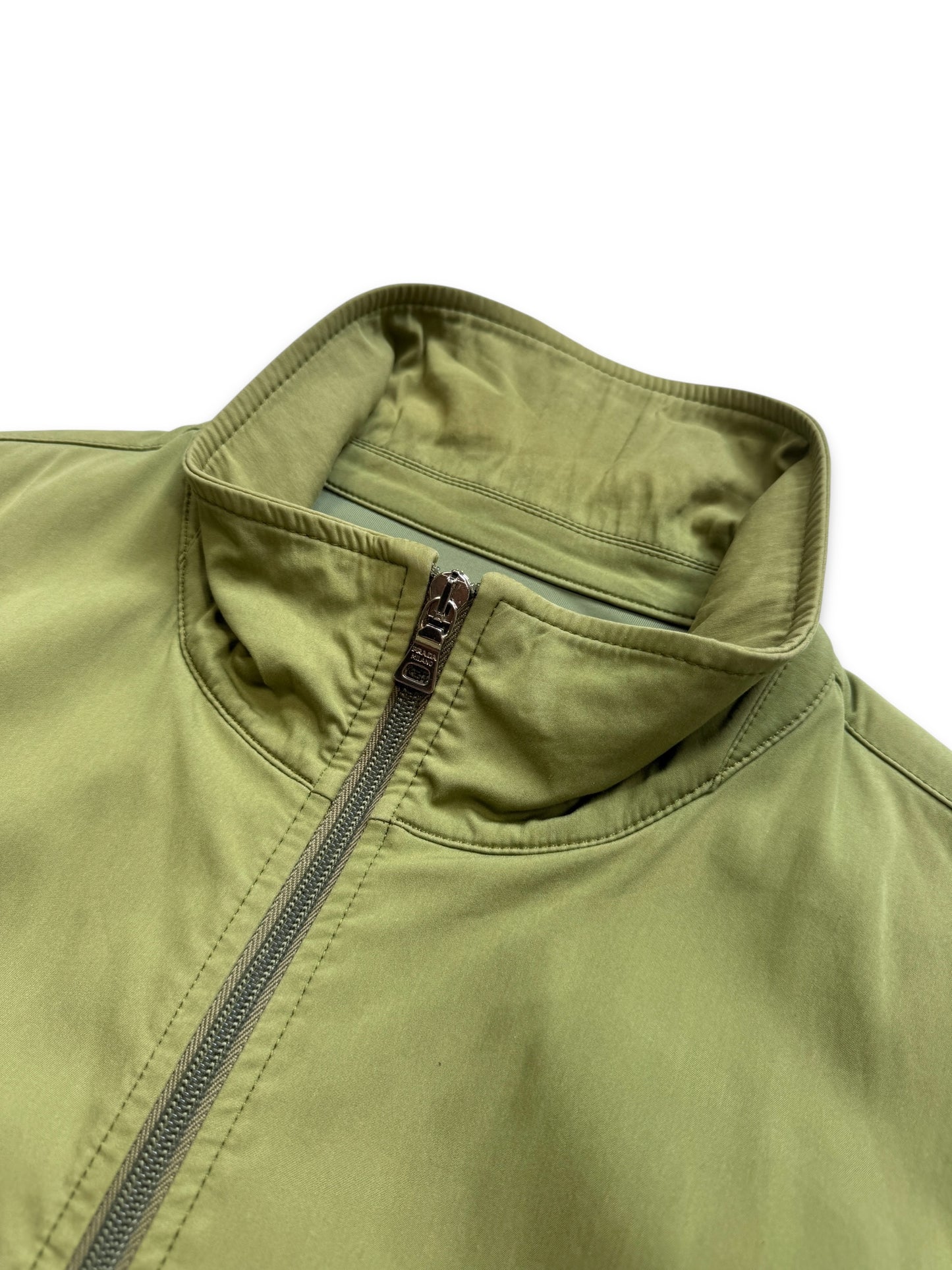 Early 2000’s Prada Sport Washed Lime Green Tonal Tab Chore Jacket