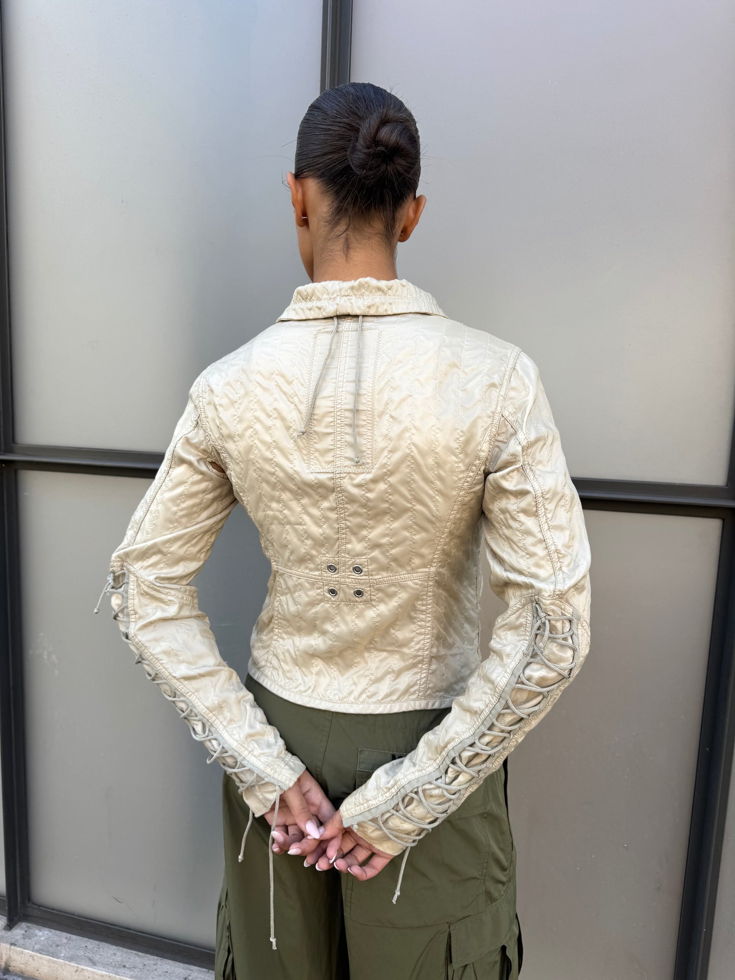 SS03’ Prada Sport Beige High Neck Lace Jacket