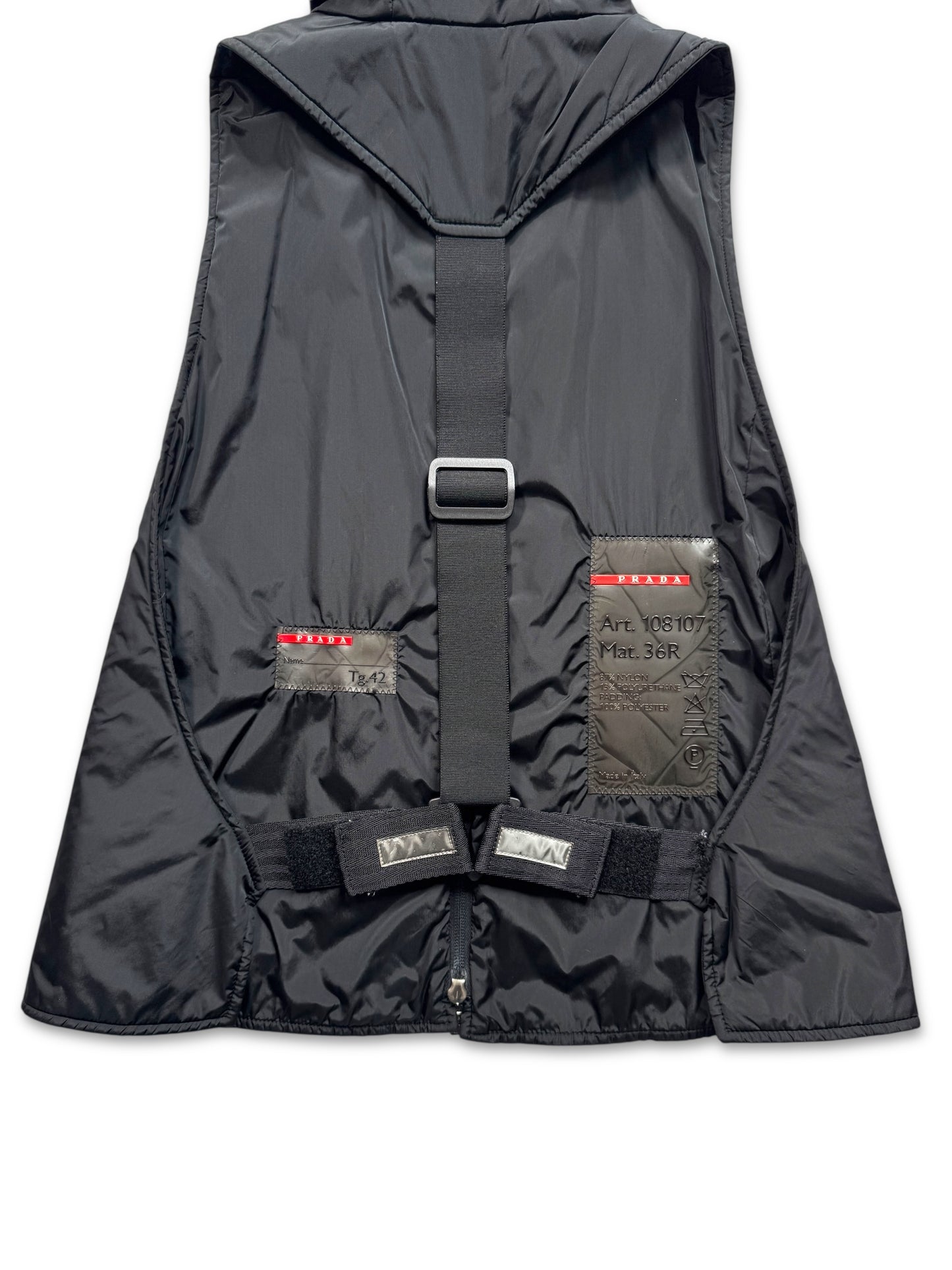 AW99’ Prada Sport Jet Black 3M Padded Balaclava Vest