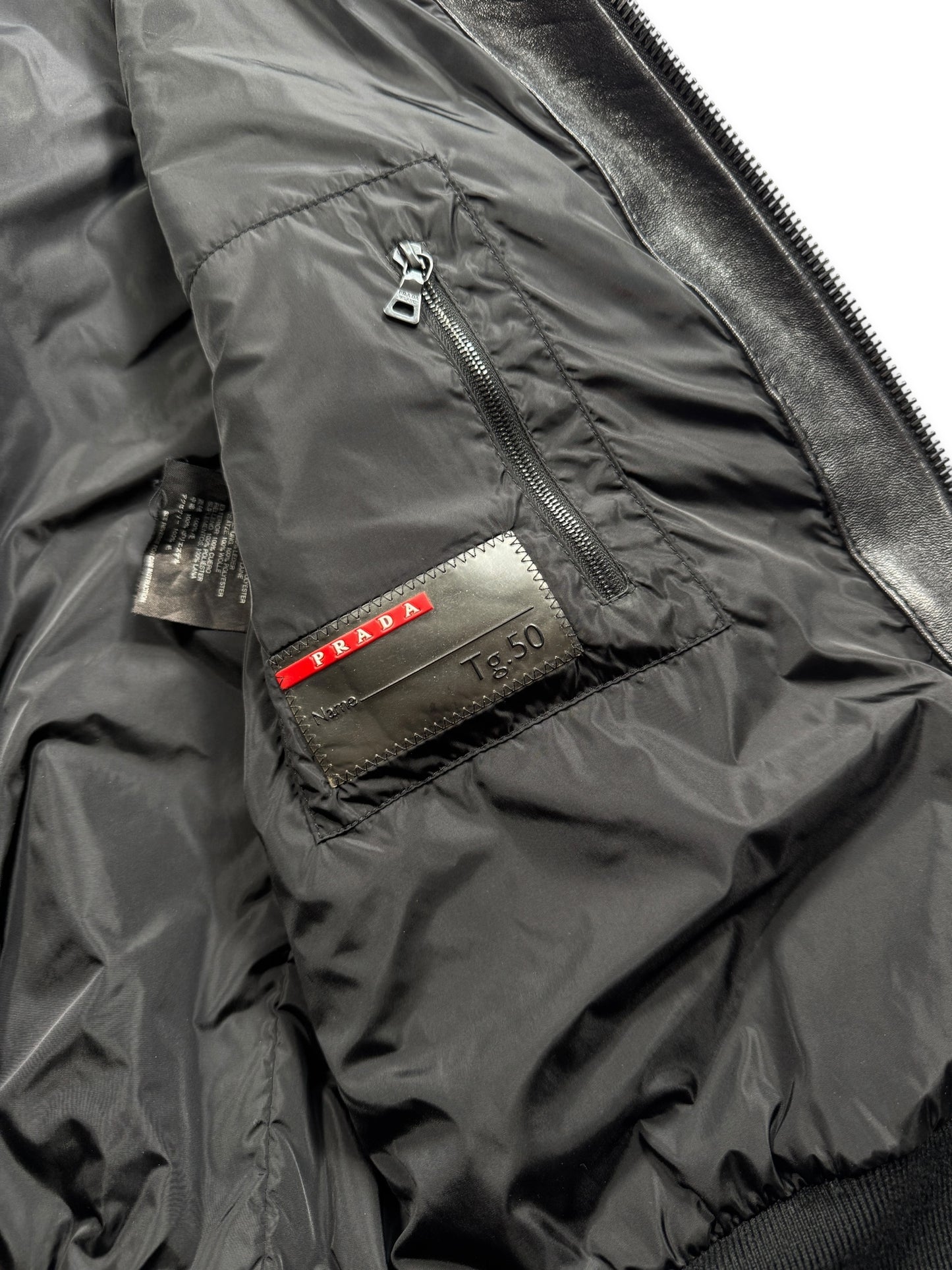 Early 2000’s Prada Jet Black Leather Flight Jacket