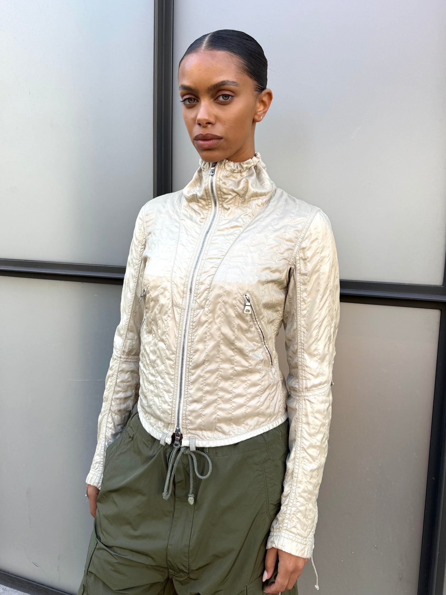 SS03’ Prada Sport Beige High Neck Lace Jacket