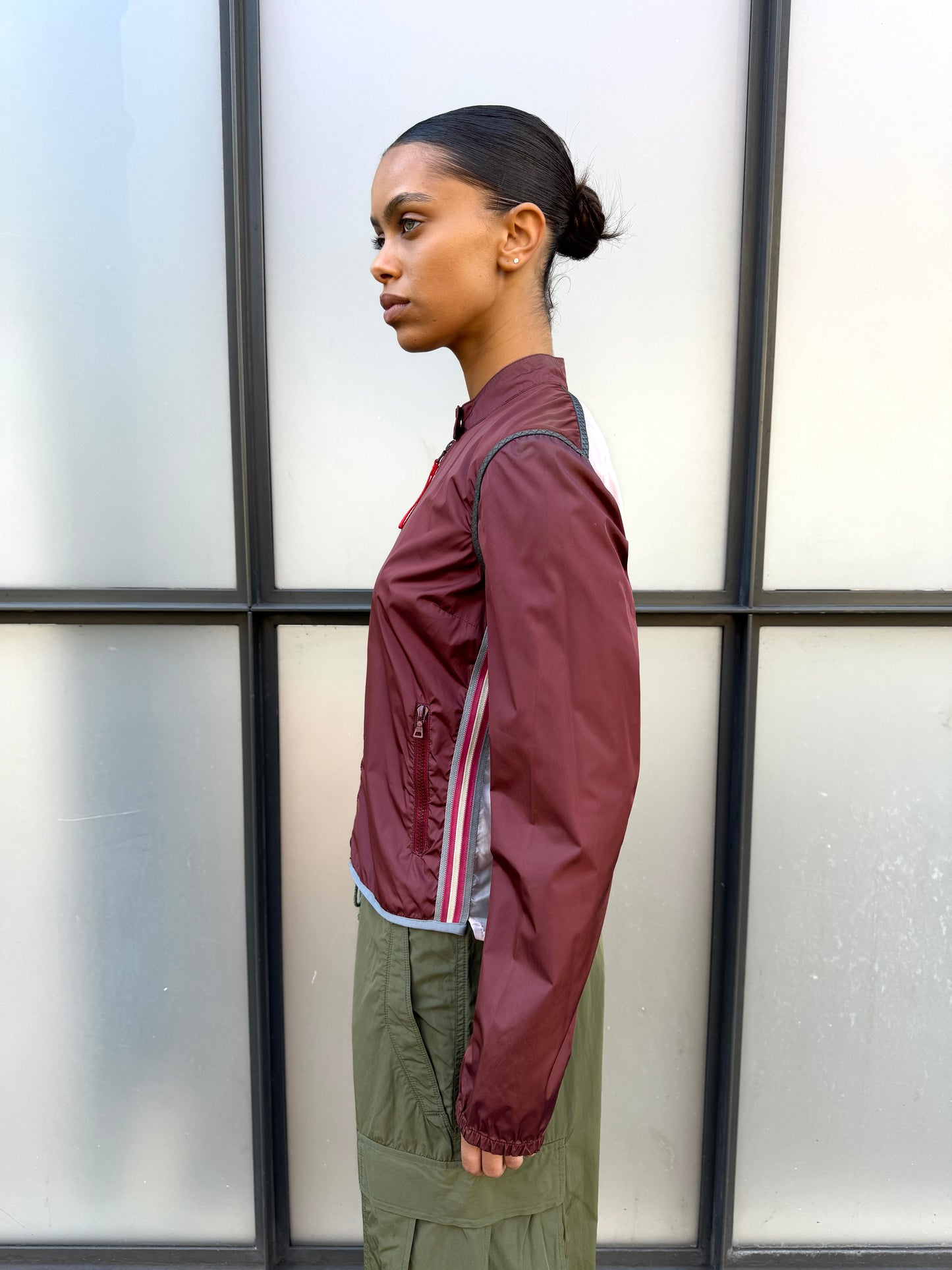 SS00’ Prada Sport Semi Transparent Back Burgundy Jacket