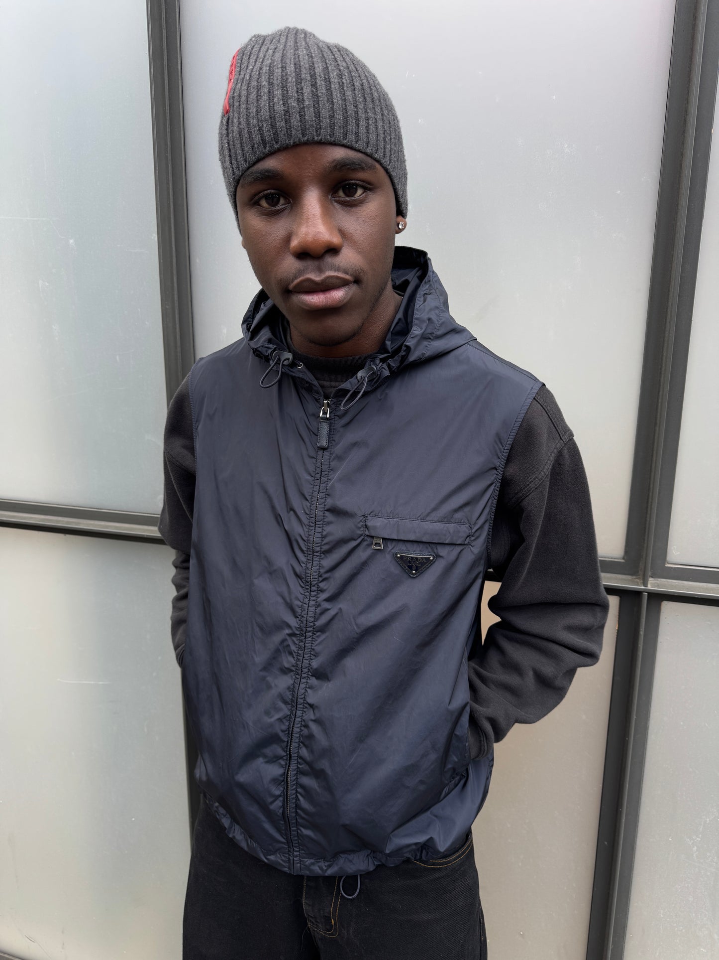 Prada Milano Midnight Navy Hooded Nylon Vest