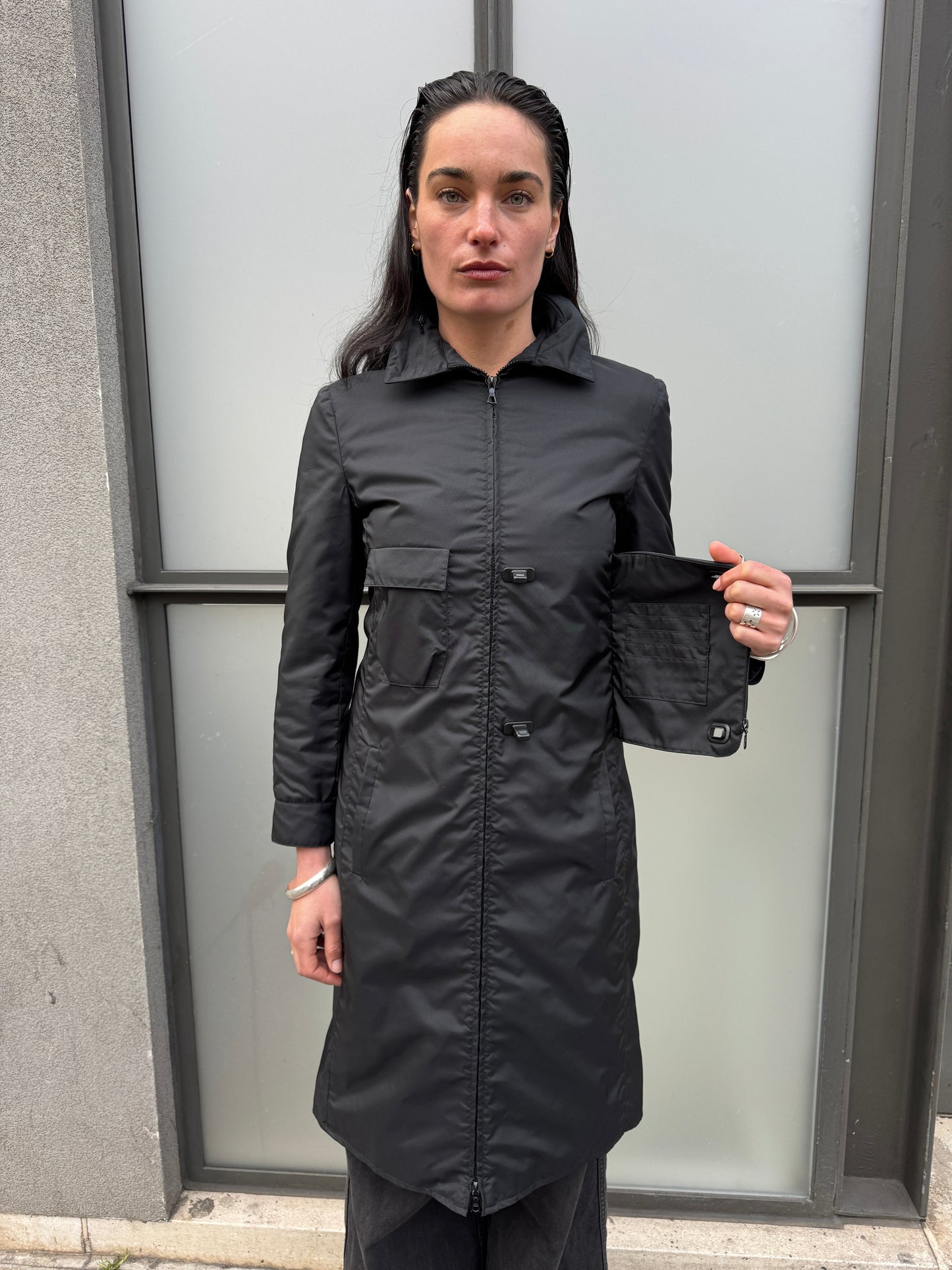 AW99’ Miu Miu Stash Pocket Technical Nylon Trench Coat