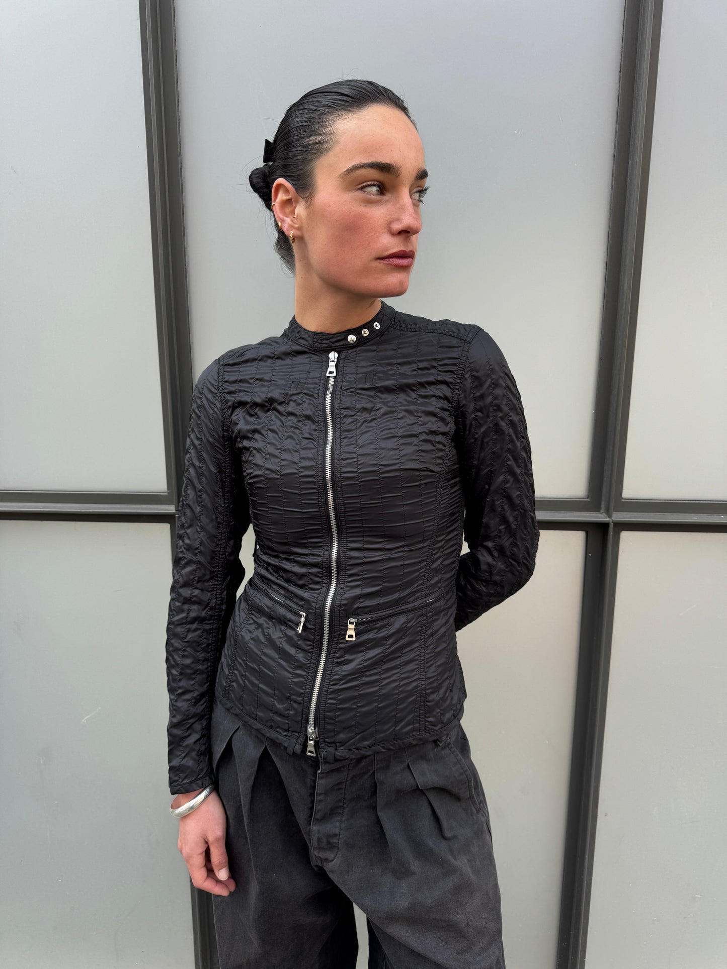 SS00’ Prada Sport Jet Black Lace Womens Jacket