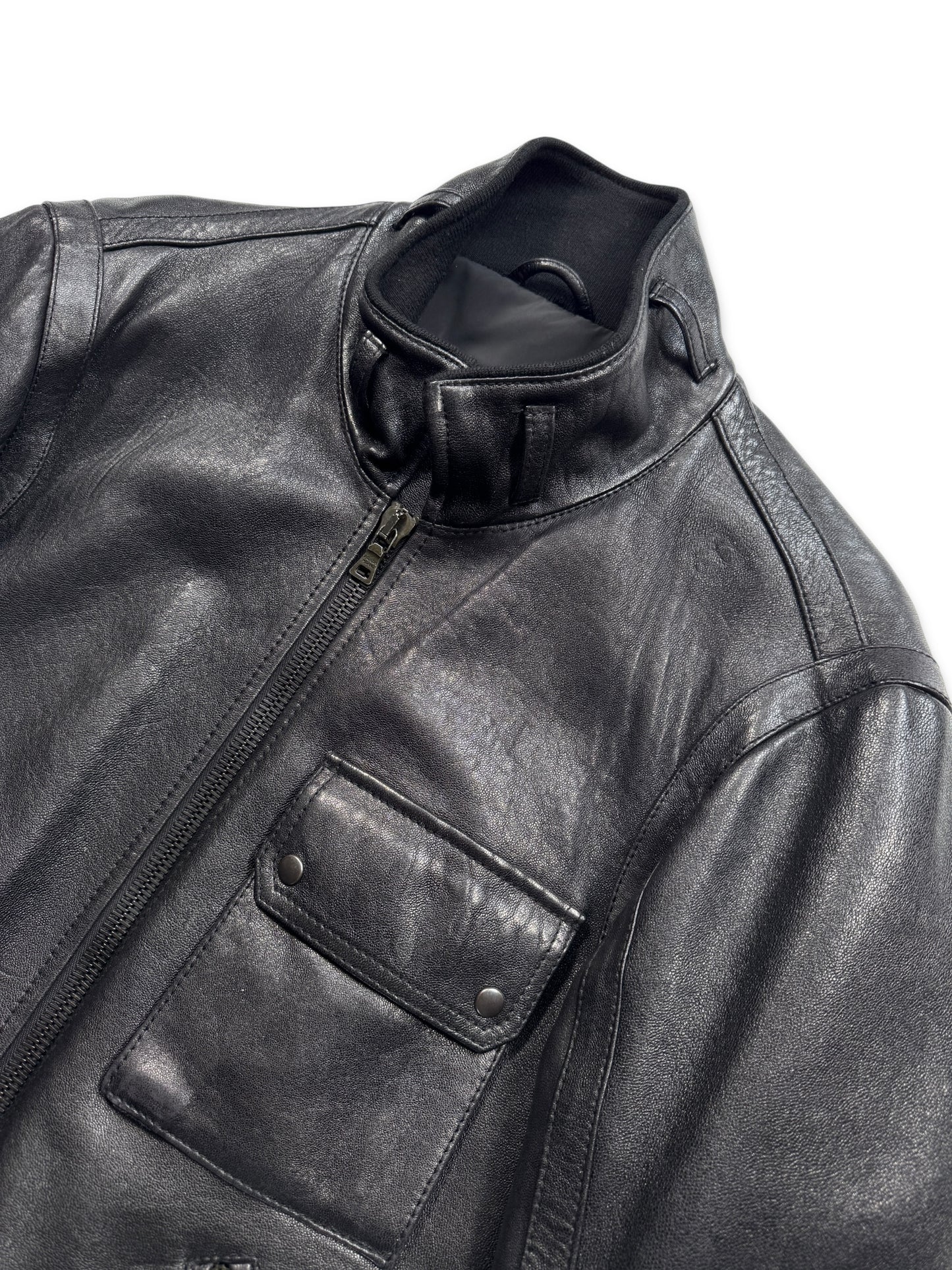Early 2000’s Prada Jet Black Leather Flight Jacket