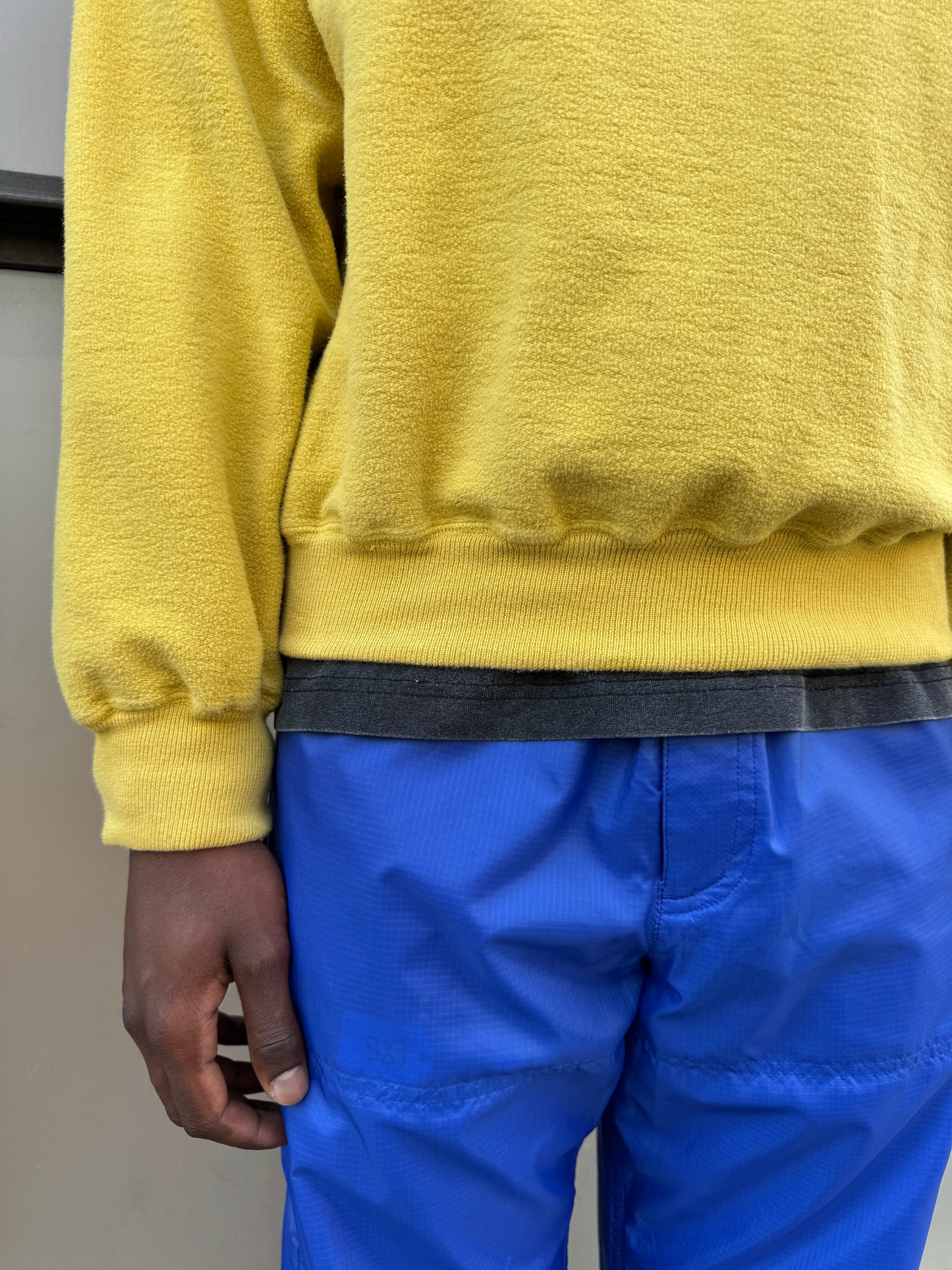 1990’s Stone Island Bright Yellow Fleece V Neck Jumper