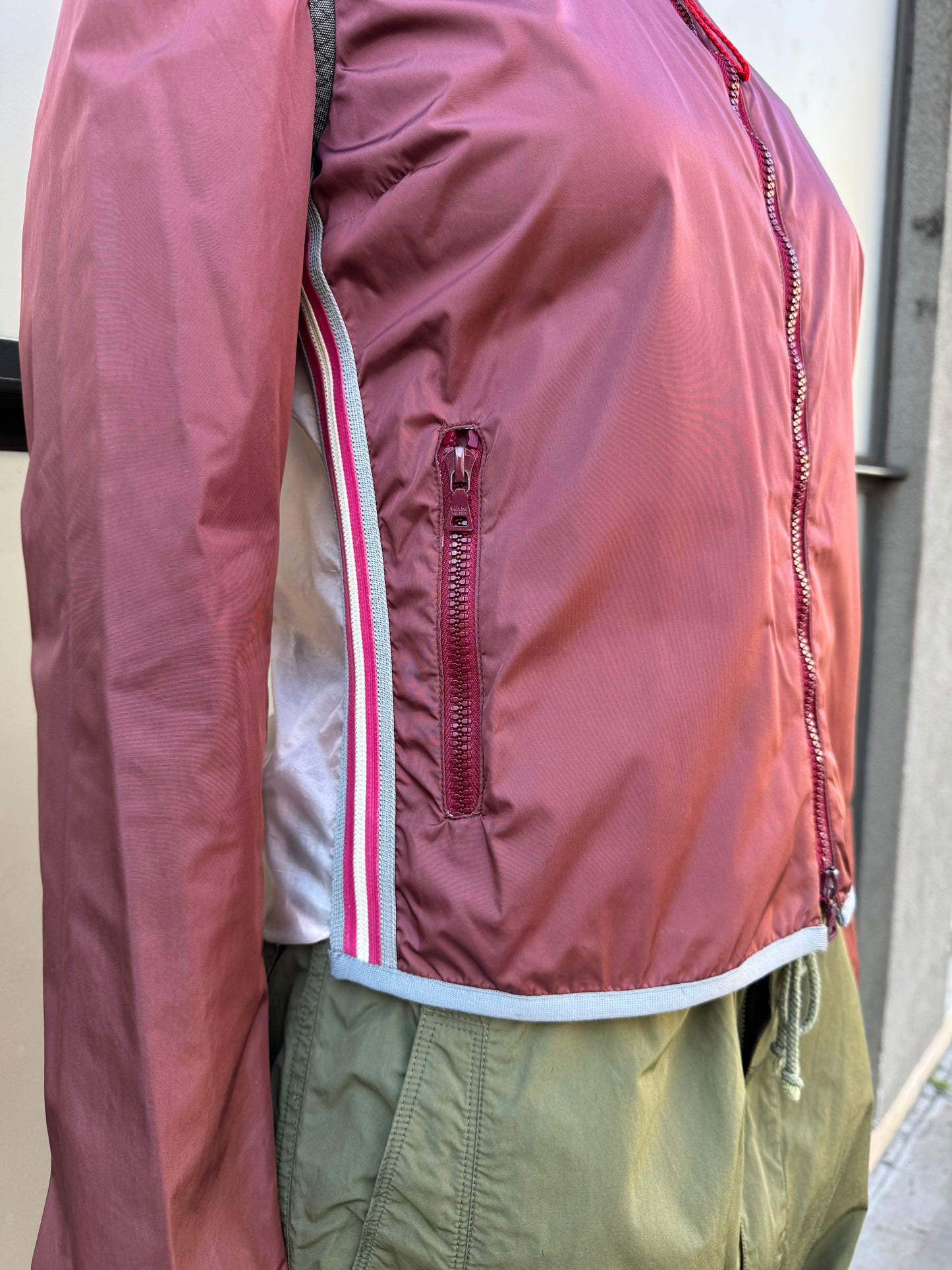 SS00’ Prada Sport Semi Transparent Back Burgundy Jacket
