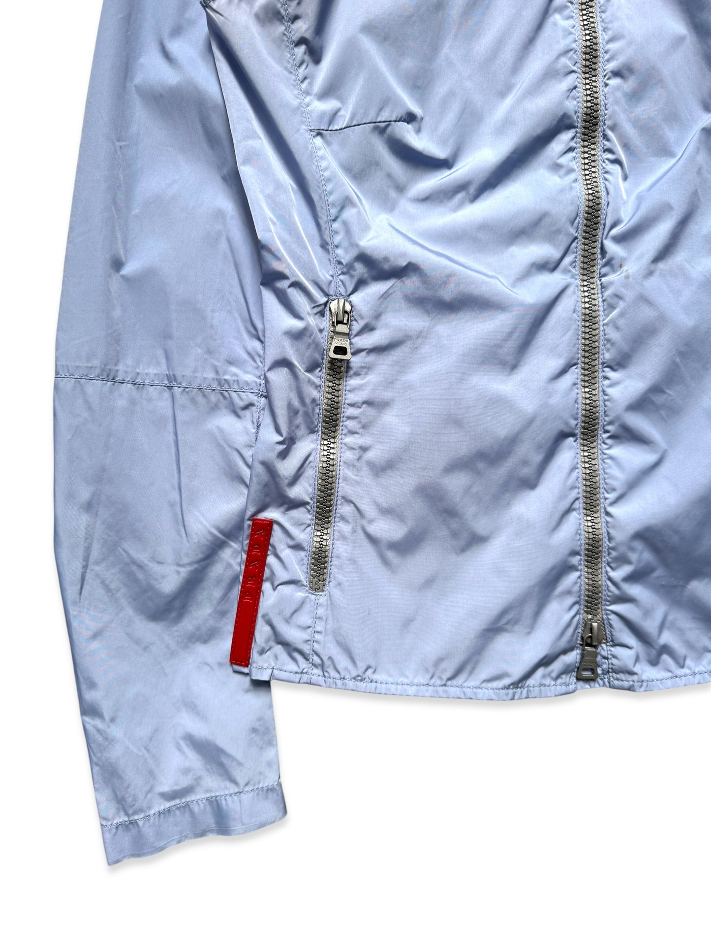 SS00' Prada Sport Baby Blue Nylon Padded Biker Jacket