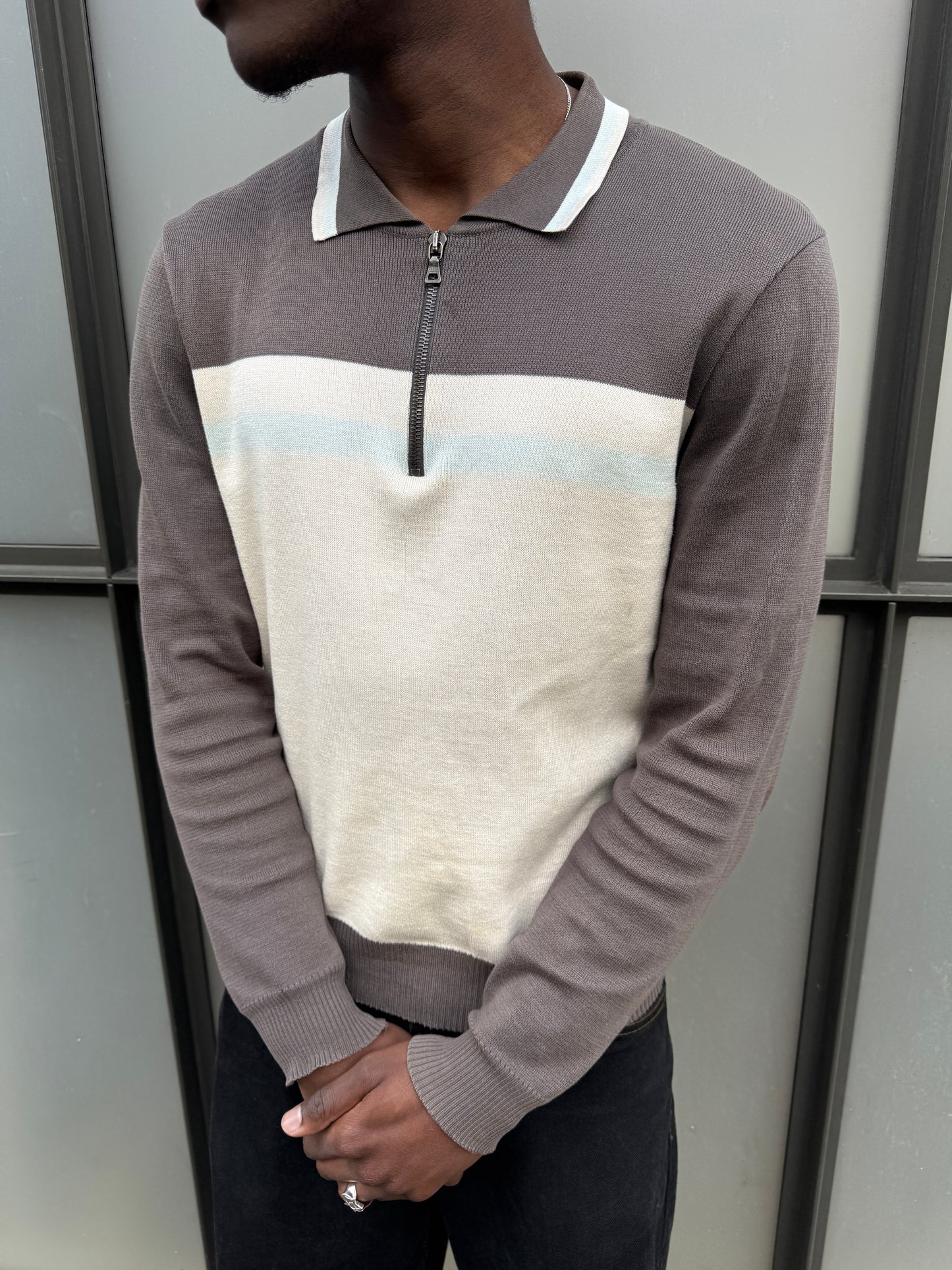 Prada Main Line 1/4 Zip Collared Knit