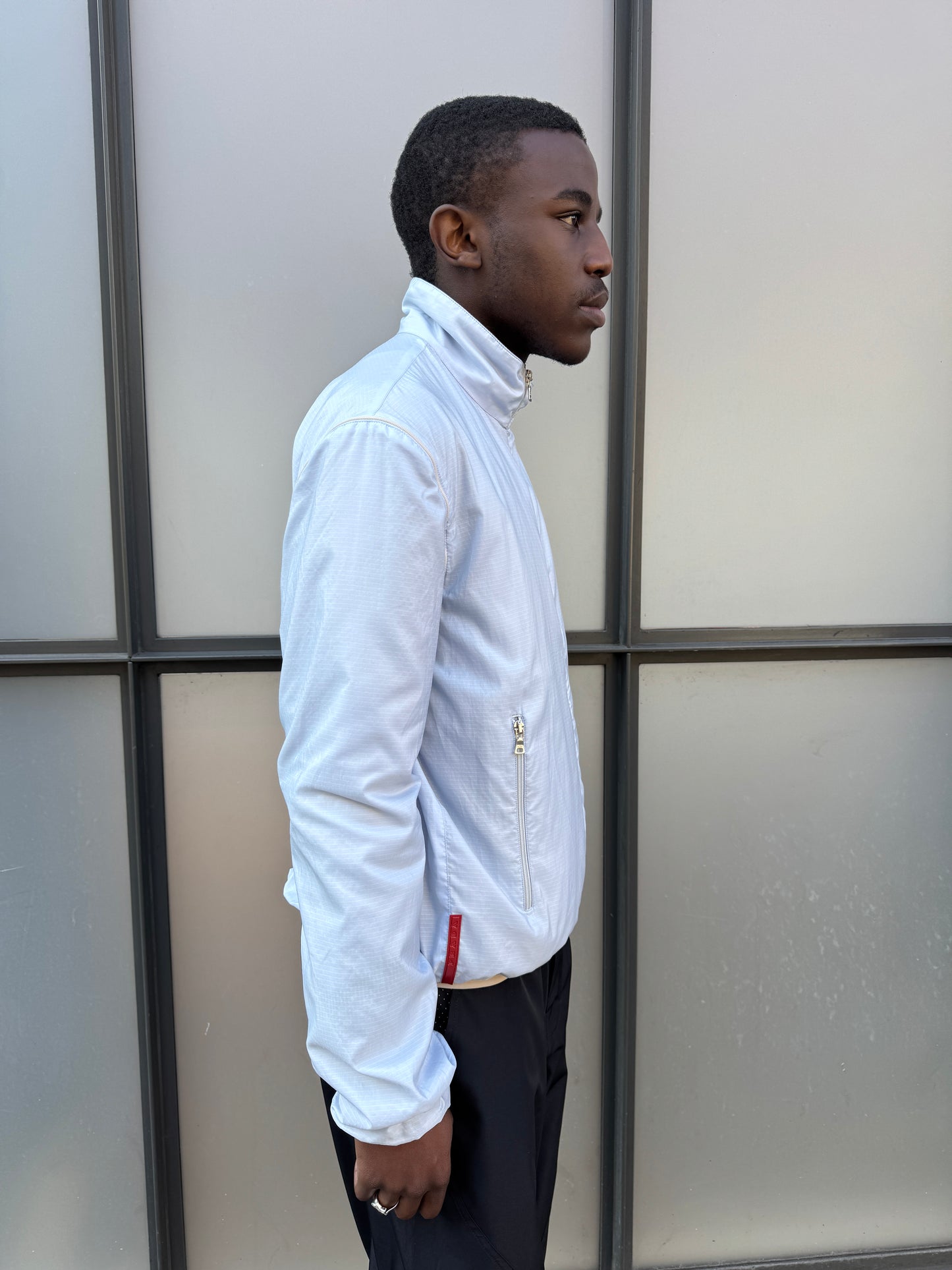 Early 2000's Prada Sport Reversible 4in1 Baby Blue/Grey “Faux Wool” Jacket