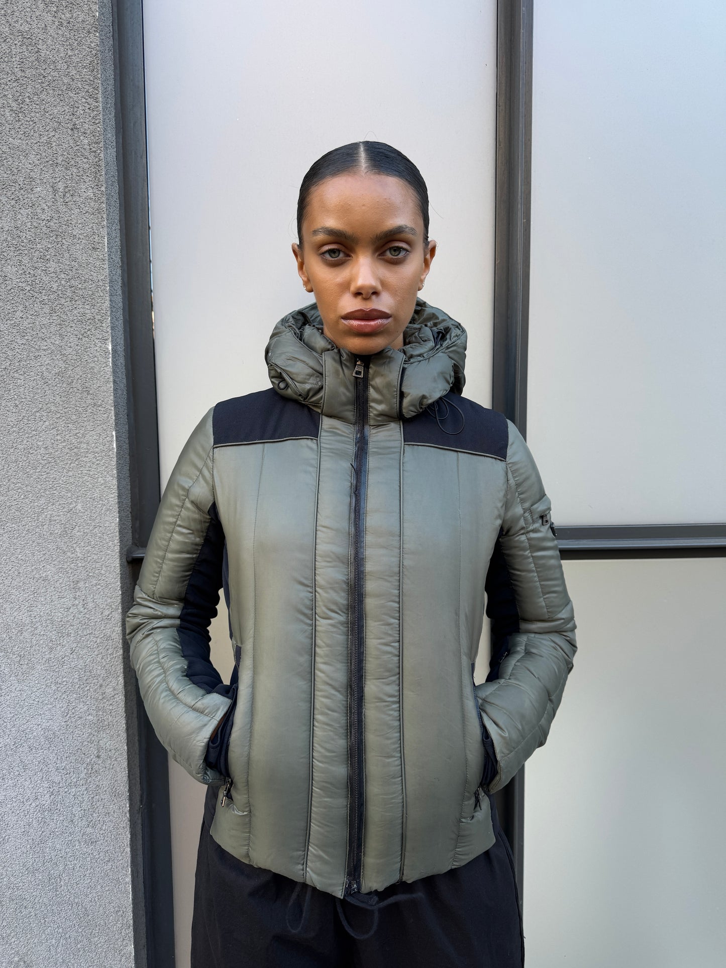 2012 Prada Milano Khaki Nylon/Neoprene Padded Jacket