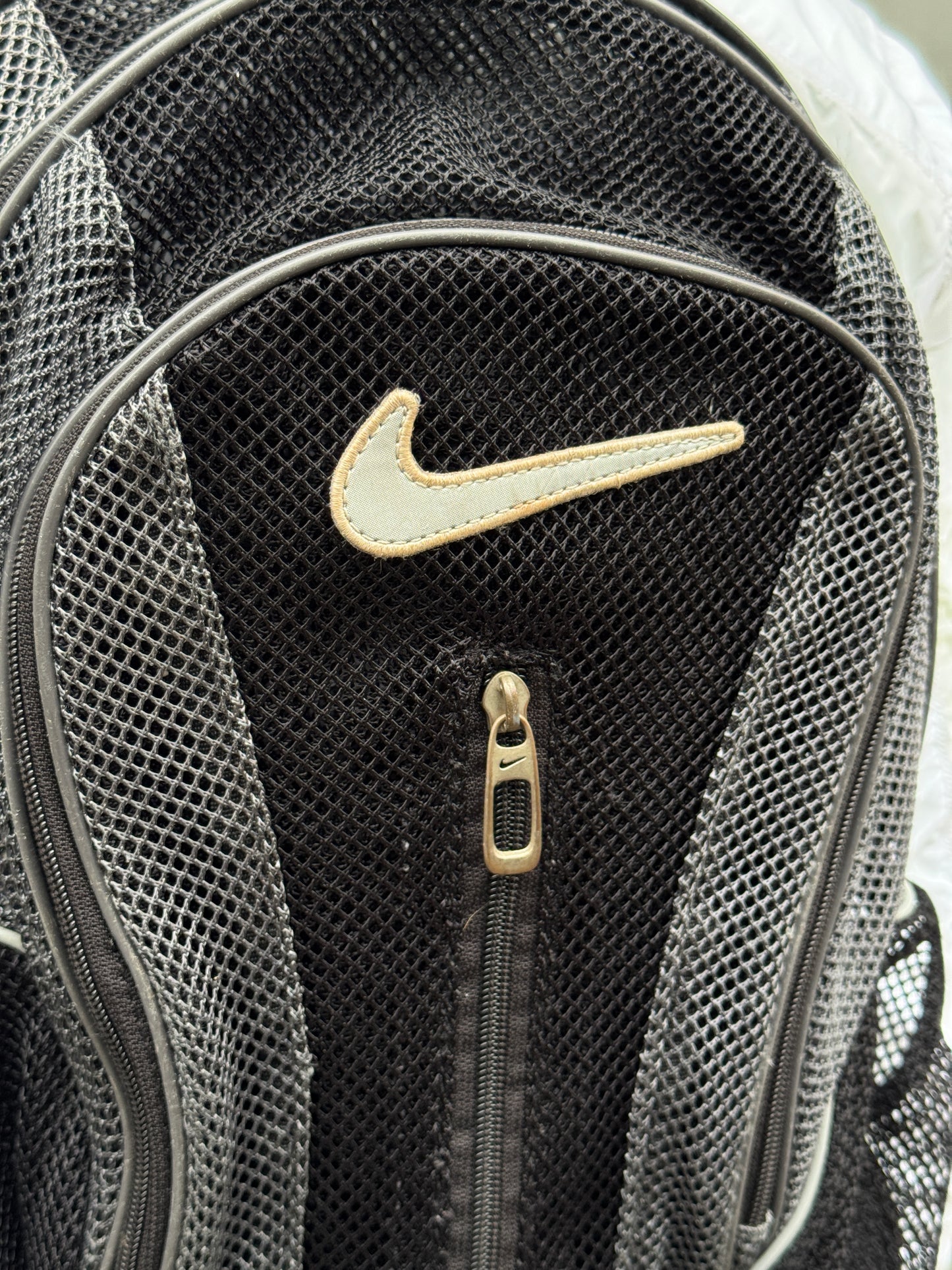 Early 2000’s Nike Big Swoosh Black Mesh Back Pack