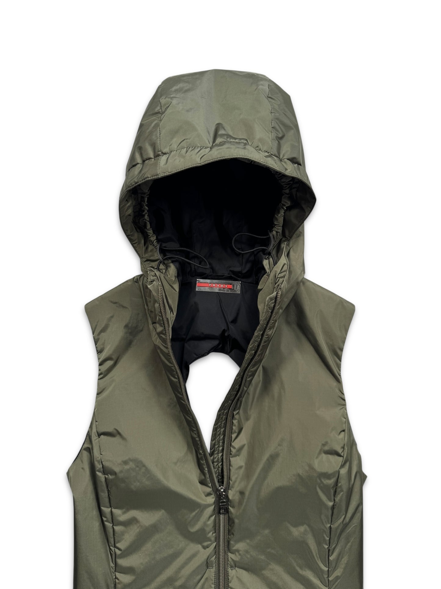 AW99’ Prada Sport Khaki Hooded Pullover Dress