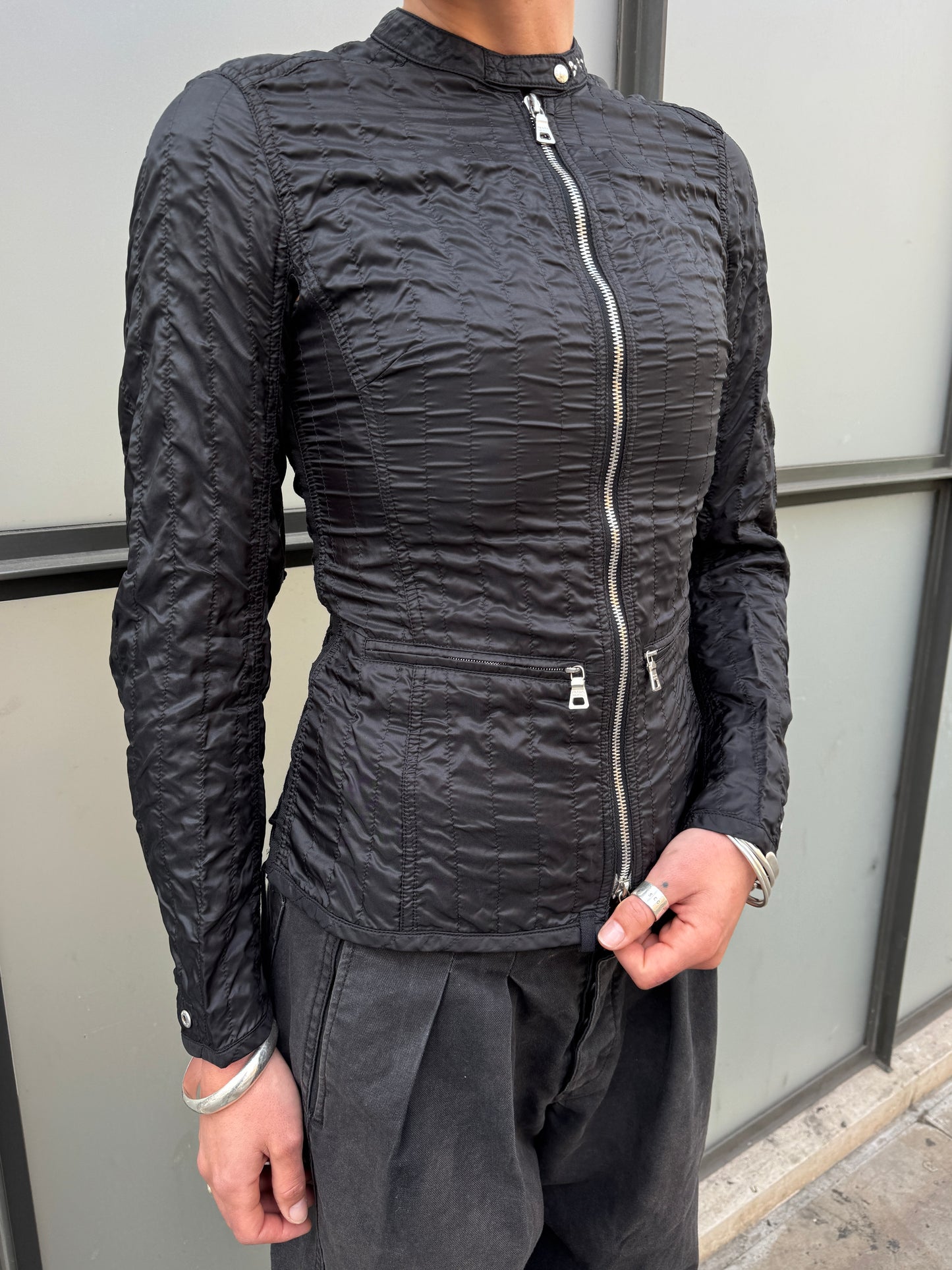 SS00’ Prada Sport Jet Black Lace Womens Jacket