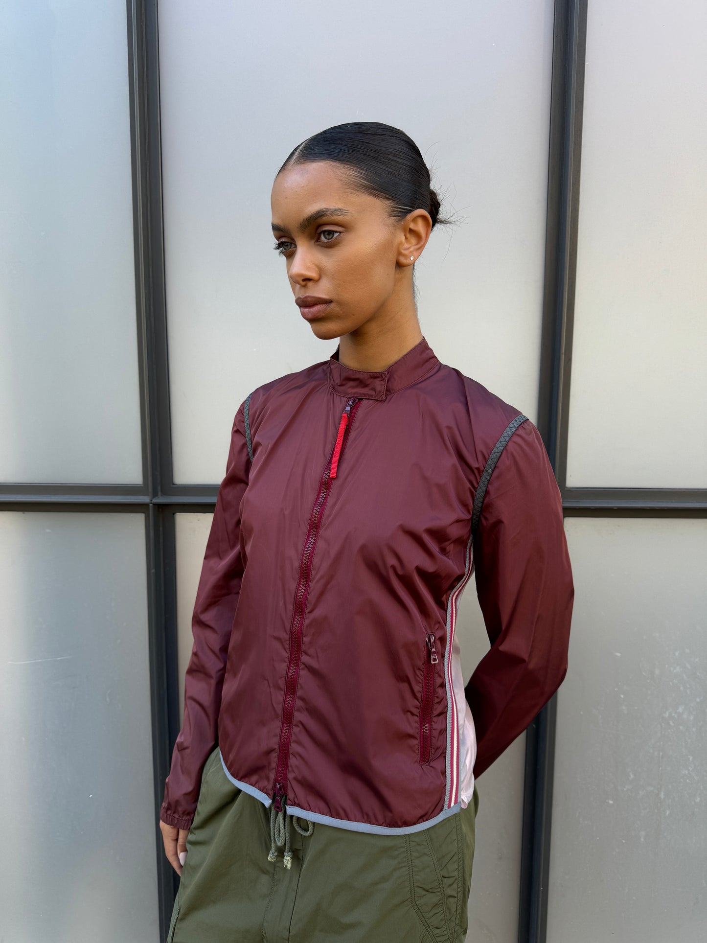 SS00’ Prada Sport Semi Transparent Back Burgundy Jacket