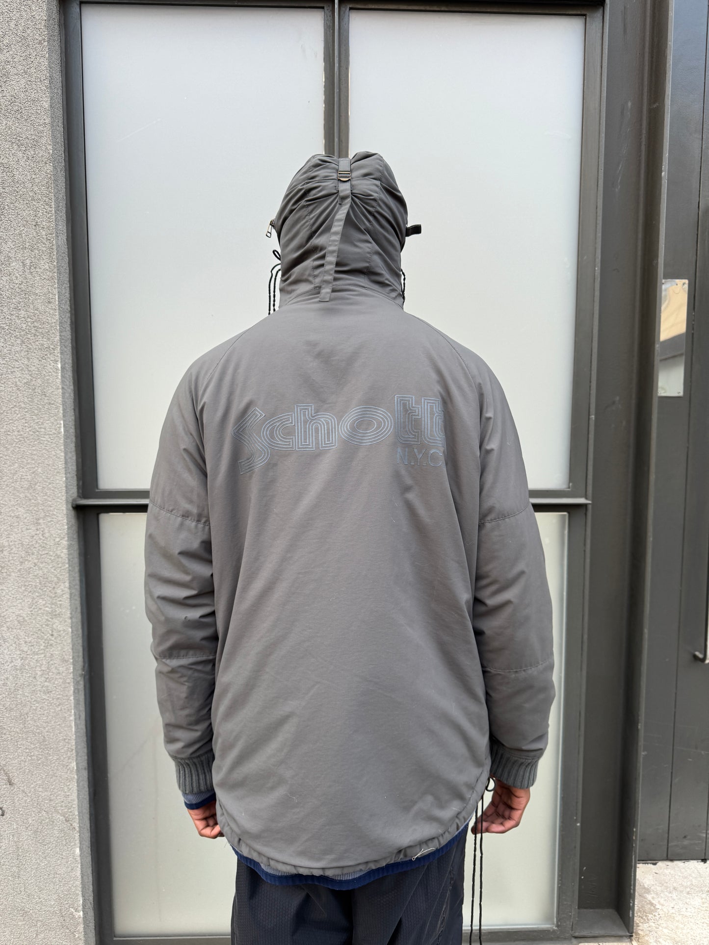 Early 2000’s Schott Expandable Balaclava Hood Padded Pullover Jacket
