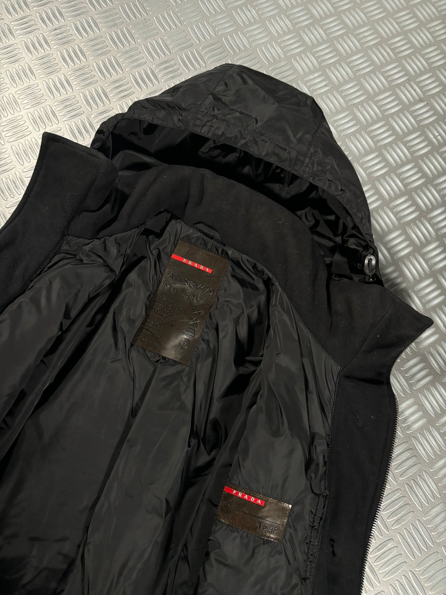 Early 2000’s Prada Sport Jet Black Padded ‘Inside Out’ Technical Jacket
