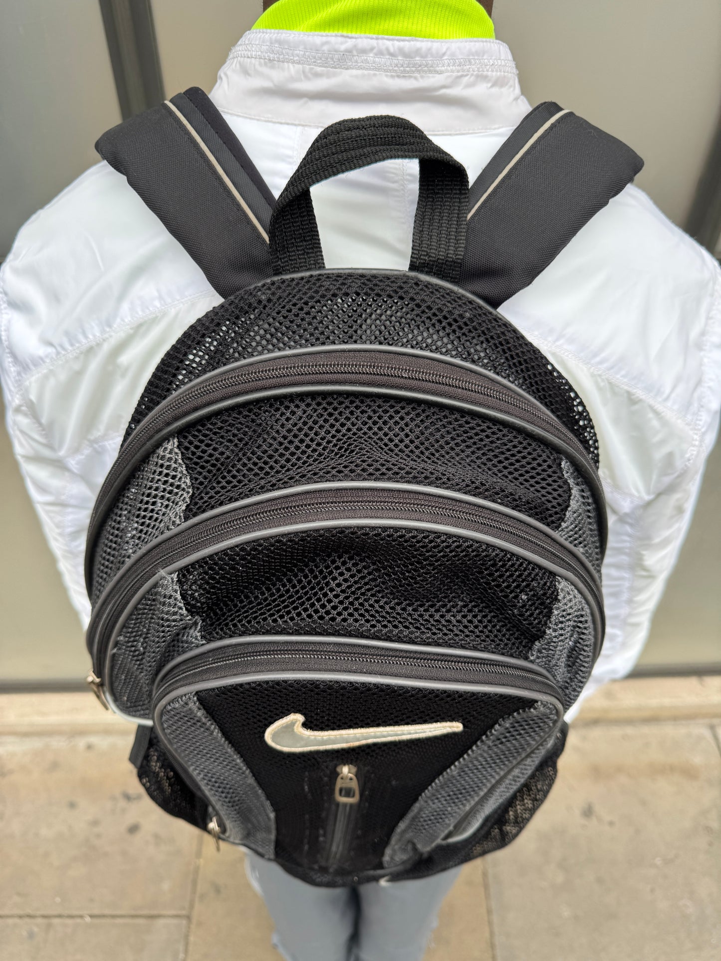 Early 2000’s Nike Big Swoosh Black Mesh Back Pack