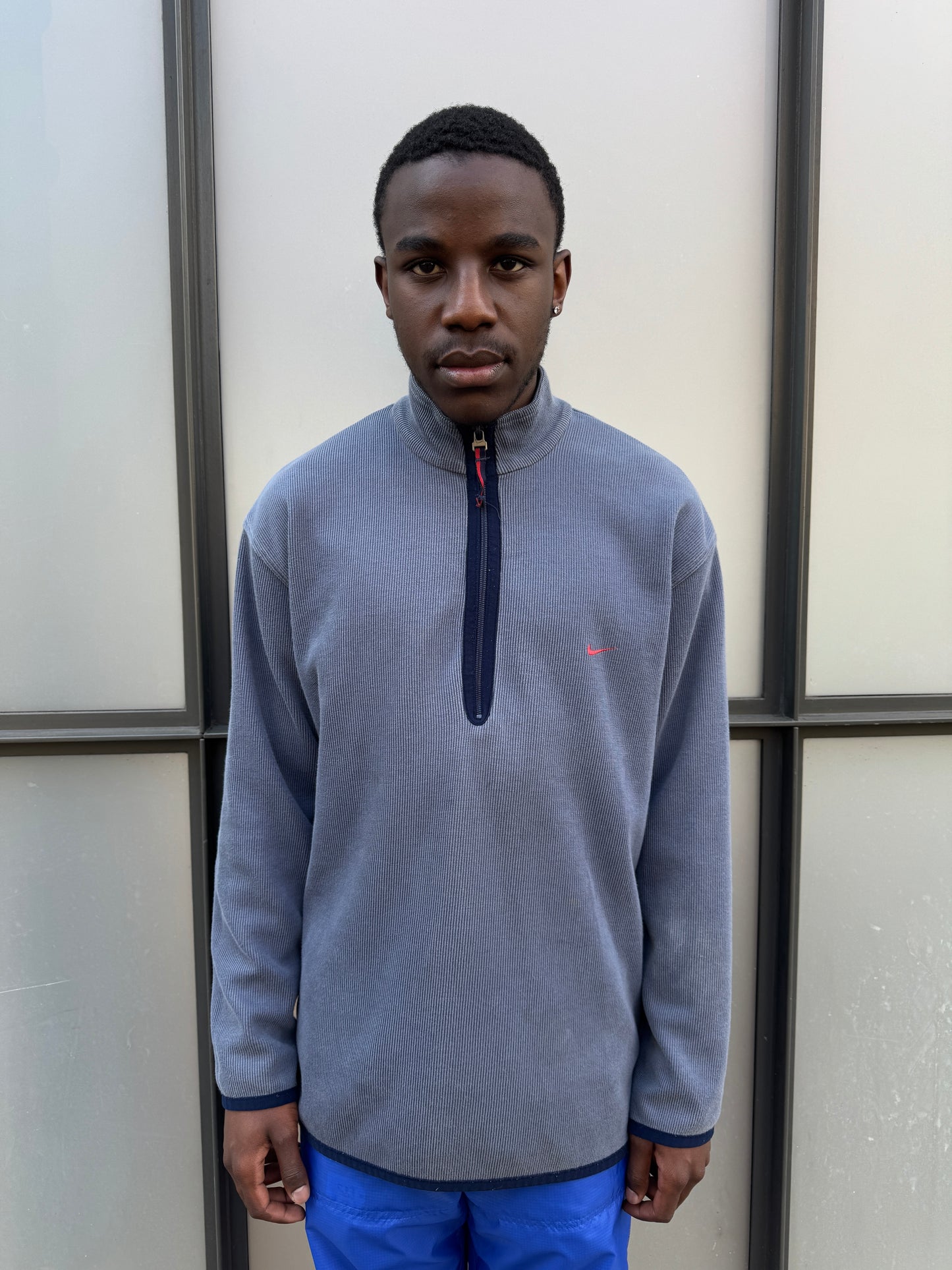 Early 2000’s Nike Ribbed Cotton 1/4 Zip Sweater