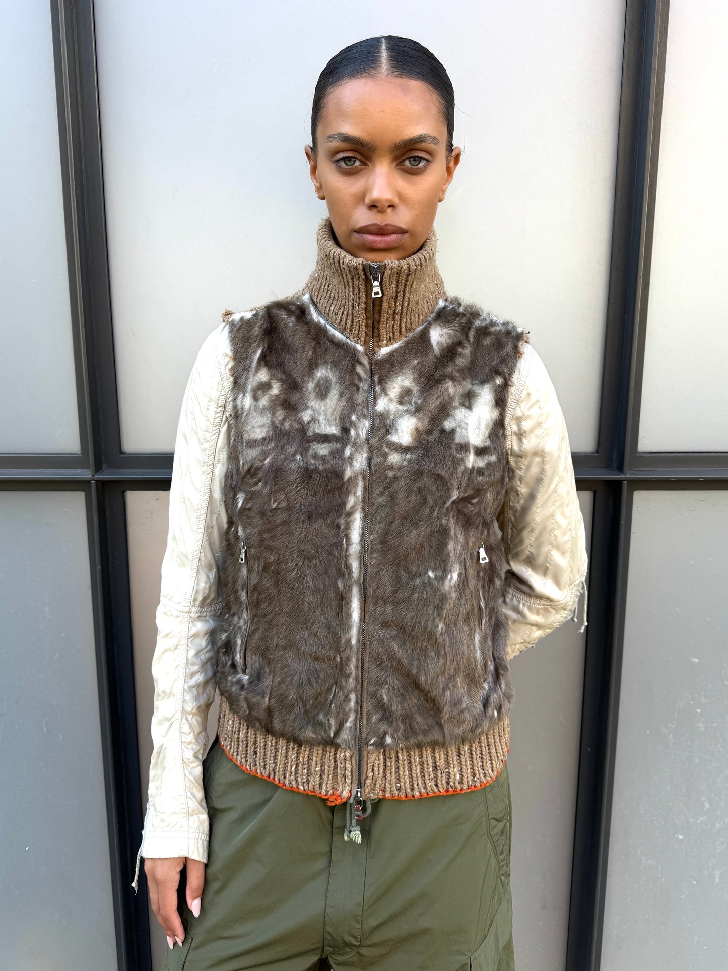 AW03' Prada Sport Dyed Kid Fur Knitted Vest