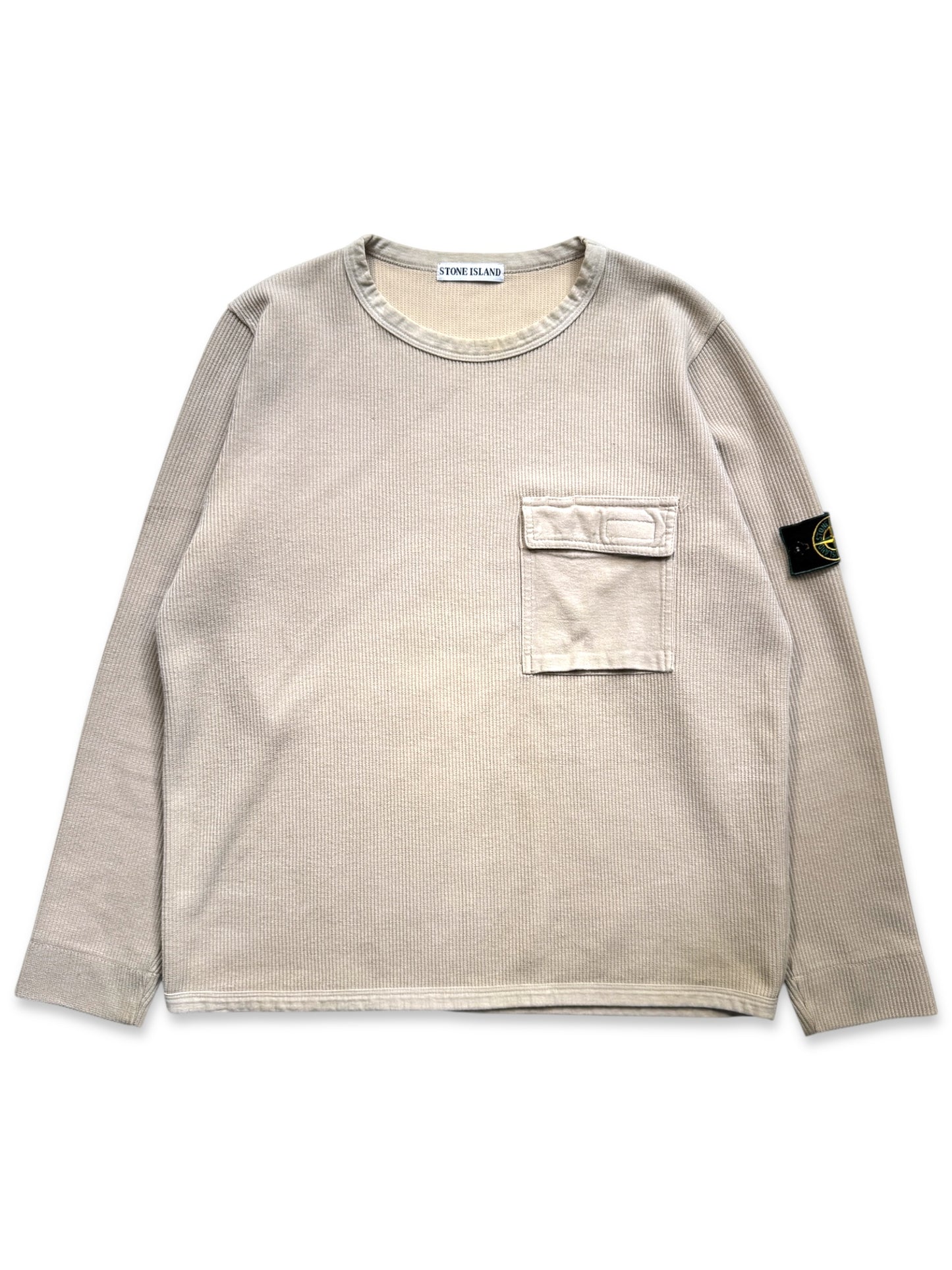 AW99 Stone Island Ribbed Cotton Chest Pocket Crewneck