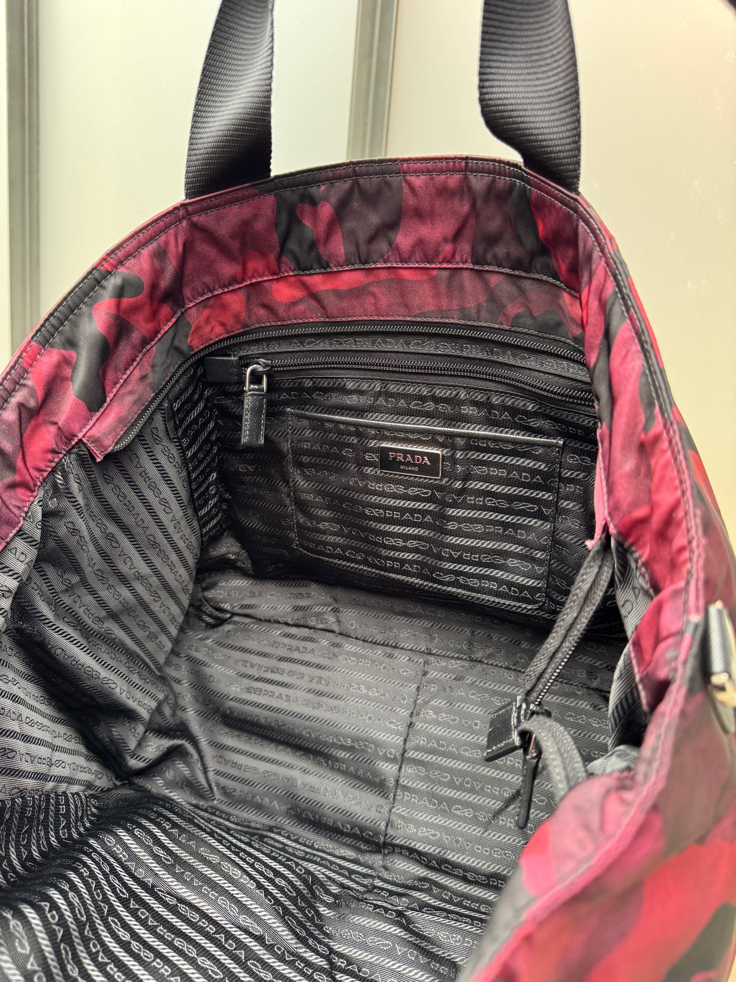 Prada Milano Nylon Red Camo Bag