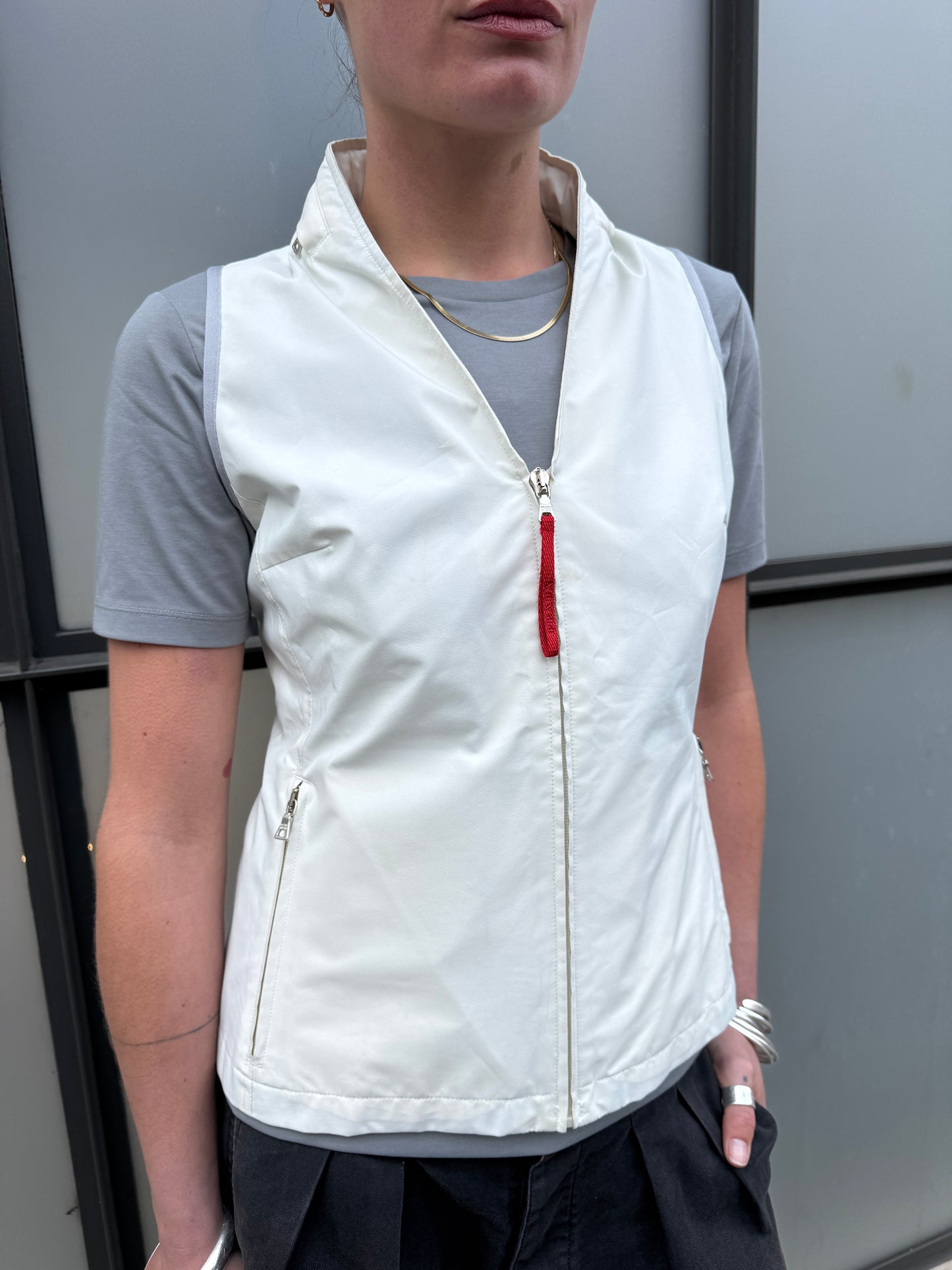 SS00’ Prada Sport Ventilated Packable Hood White Vest
