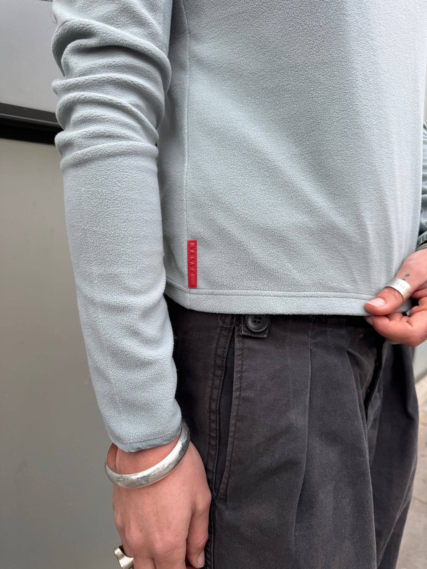 SS99’ Prada Sport Duck Egg Baby Blue/Grey Roll Neck Fleece