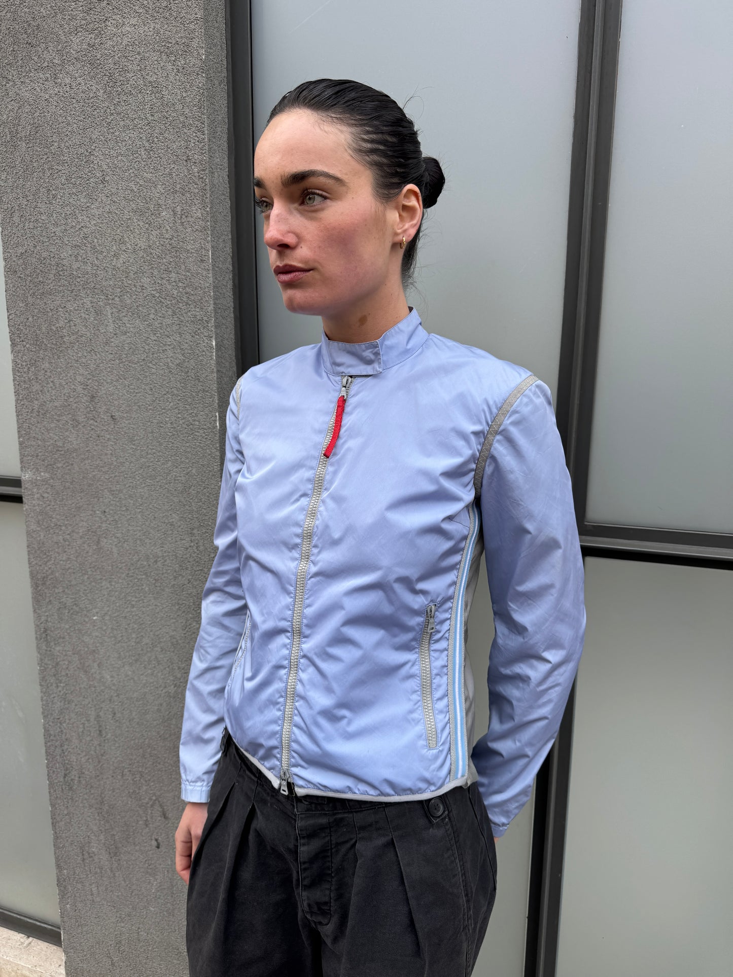 SS00’ Prada Sport Semi Transparent Back Baby Blue Jacket
