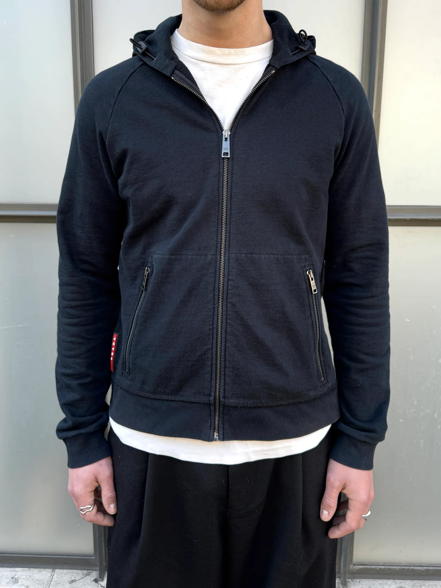 Prada Linea Rossa Midnight Navy Zipped Hoodie