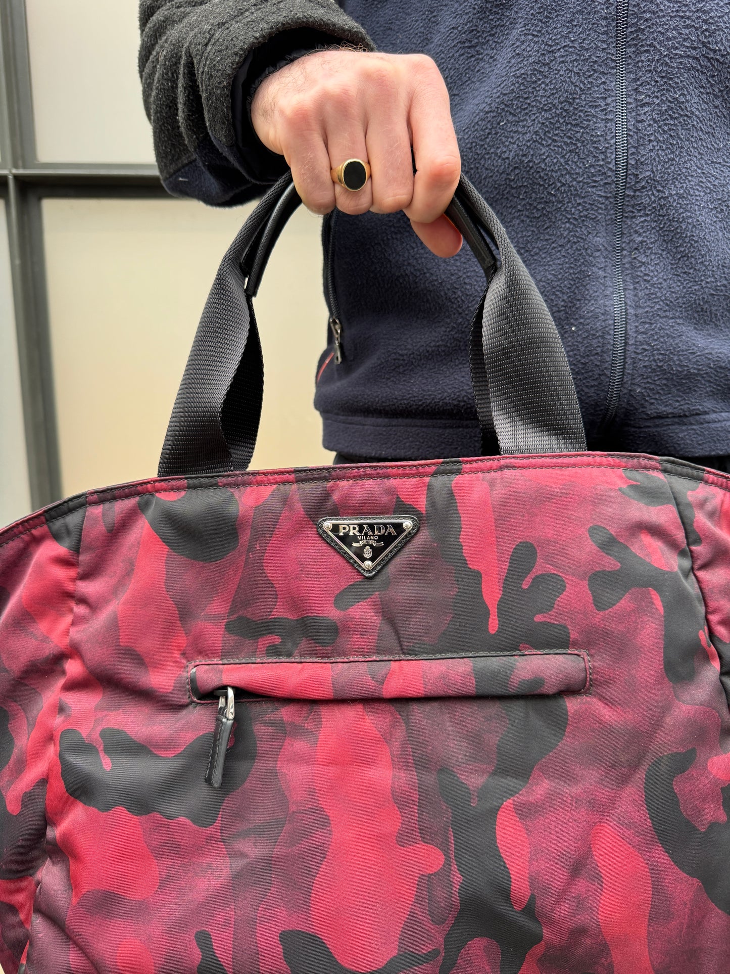 Prada Milano Nylon Red Camo Bag