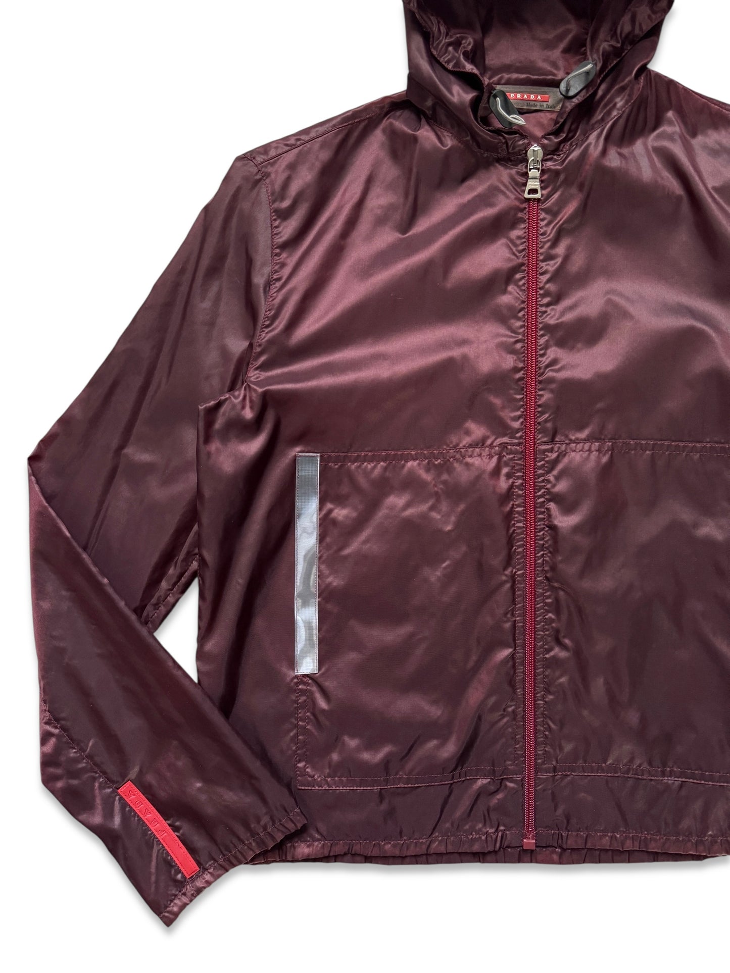 SS00’ Prada Sport 3M Burgundy Hooded Nylon Jacket